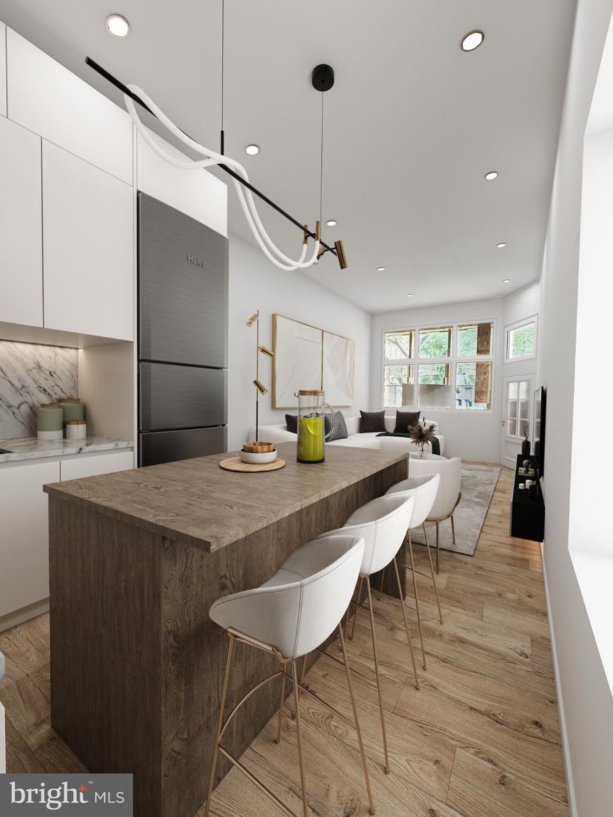 This massive 3-Story + Basement End-Of-Row Brick Townhouse in the Upper Fells Point Neighborhood of Baltimore City offers 12ft Ceiling heights across 5 Bedrooms, 5.5 Bathrooms, and 2 Levels of living and recreation space + 360 Rooftop VIEWS.

Upon entering on the main level, you're welcomed by the spacious living room space, leading seamlessly to the oversized kitchen with 8Ft Island. This level also includes a convienent powder room and laundry, as well as as coat closet and under-stair storage. 

The fully finished lower-level includes a large multi-purpose space for lounge, entertainment, study, workout,  or an additional bedroom area; with a fully bathroom and closet. 

The 2nd LVL includes 3 bedrooms, with 2 full bath, and the 3rd LVL includes 2 bedrooms, with 2 full bath. Don't stop there; the ROOFTOP LVL includes 360 spanning views of CityScapes + Harbor Water Views. 

This home has undergone a full gut renovation with complete new electrical, plumbing, and 2 central cooling and heating mechanical systems.

GREAT for your HOME or INVESTMENT. 

Upper Fells Point is a vibrant, historic, and walkable neighborhood that blends the lively atmosphere of nearby Fells Point with the quiet charm of a residential community. Prime Location: Situated just a few blocks from the waterfront, Upper Fells Point is close to the dining, nightlife, and attractions of Fells Point, while also being a short walk from Patterson Park and near Johns Hopkins Hospital.