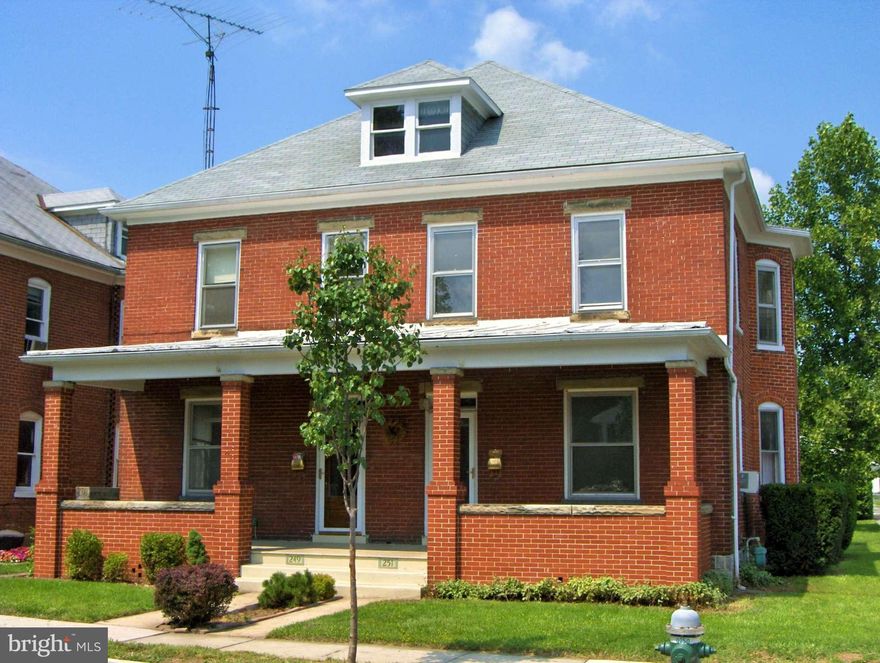 Well kept all brick duplex featuring hardwood floors, pocket doors, bay windows, updated kitchen, huge walk-in pantry, all appliances, main floor laundry room with washer/dryer, full front porch & 2nd floor rear porch. Lawn care included in rent. Full attic & basement for additional storage. Grand entry foyer with original hrdwd flrs & trim. Convenient to historic downtown Hagerstown, Arts & Entertainment District, shopping & dining options & I-81 access.