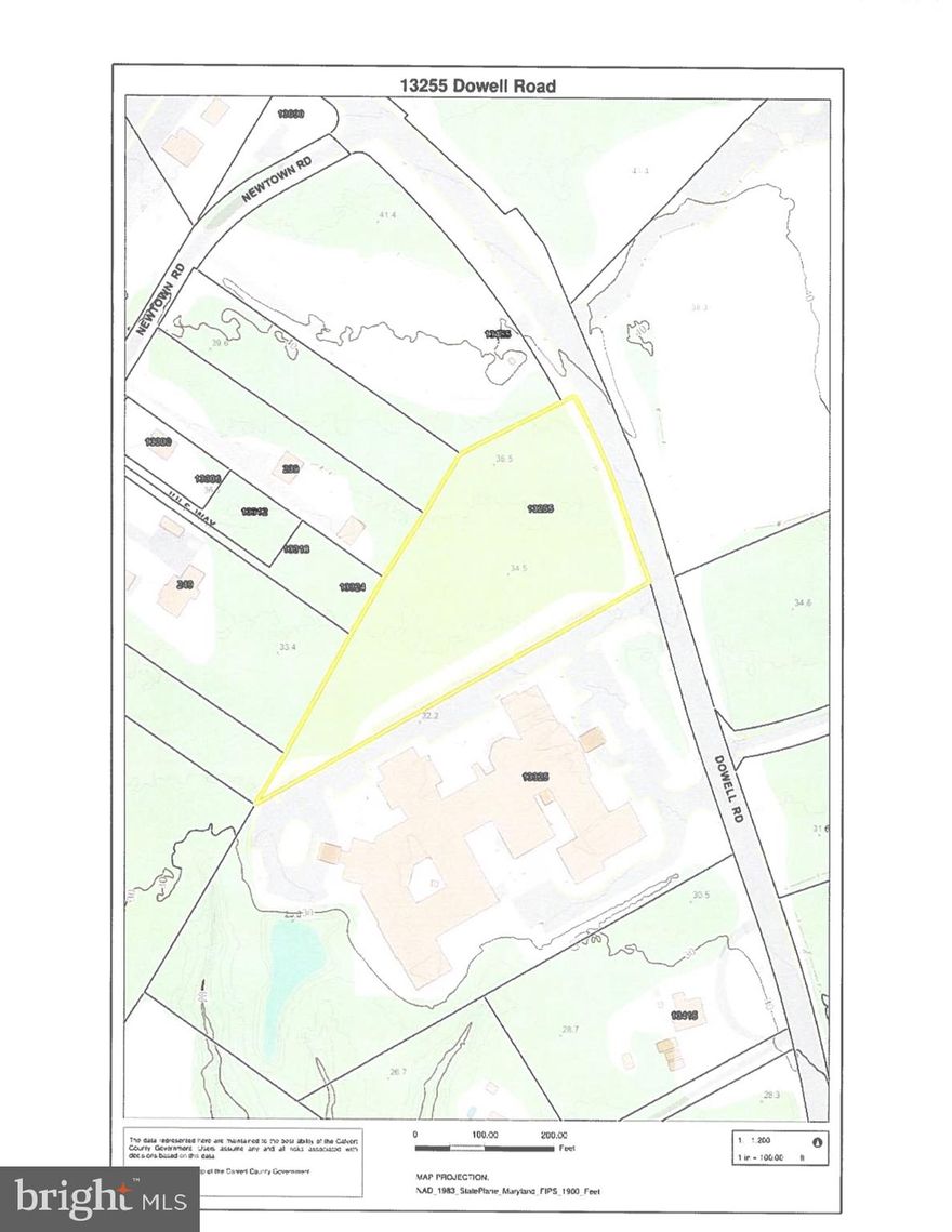 Developers Dream!!     Solomons Town Center with  frontage on Dowell Road.   2.829 acres  ideal for residential development and/or mixed use  development.   Per  Engineering firm, Ordinances permit single family homes,  townhouses, duplex, triplexes, fourplexes and  multifamily dwellings,  group homes, accessory apartments, bed and  breakfast.  Commercial uses such as retail building, eating establishments, personal services and offices are permitted with conditions.  Institutional services such as daycare centers, libraries,  places of worship, indoor recreation services are also permitted.  Outstanding location across the road from  Solomons Town  Center  Park and Ann Marie Gardens.  Minutes from multiple restaurants,  Solomons  Boardwalk, and Calvert Marine  Museum.   Many marinas within minutes of this  site offer safe anchorage for Sail and Power boats and immediate access to quiet creeks, the Patuxent River and Chesapeake Bay.  
Plat  in documents.    Three finished building lots  off of Newtown Rd which adjoin this property are  also in Bright for sale.  They are 253, 257 and 261 Jul's Way Solomons, Md