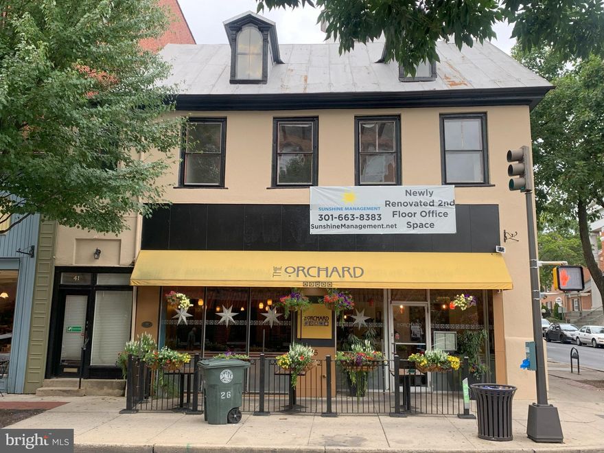Downtown Professional Building is located in the heart of downtown Frederick. Located above The Orchard Frederick and directly across from The Candy Kitchen, the building is within walking distance of many local shops and restaurants. 

This spacious loft is perfect for a growing business, with two private entrances, and the ability to be split into more flexible and multiple units. Newly renovated, and featuring historic wooden accents, the office space boasts 3,100 square feet with built in reception area, multiple offices with sound control, three private bathrooms with an additional loft space. 

Downtown Professional Building offers you the perfect mix of historic charm, modern features, and excellent location.