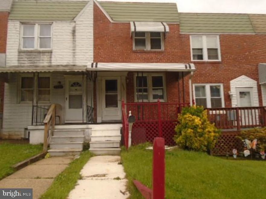 Great Starter home in Morrell Park offers 3 levels of living space. Full size covered front and rear porches. 
Open floor plan on main level. Kitchen leads to rear porch. Upper level has 2 bedrooms and full bath.  Basement has club room  and separate laundry area. Walk out level to fenced rear yard. Close to schools and shopping. Easy access to Downtown, 95 and 695.