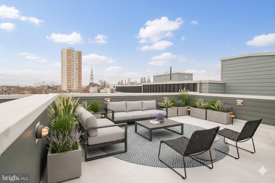 Make this spacious 3 bedroom, 2 bath in Queen Village your home. Main level features extra wide open floor plan with a living/dining/kitchen area. Hardwood floors throughout, recessed lighting,  oversize windows. Kitchen features stainless steel appliances,  granite countertops, long breakfast island with an extra deep sink, large pantry/closet. Second level has two bedrooms with spacious closets, a hall closet and a full bathroom with a tub. Top level is complete with an extra large main bedroom suite, walk-in closet, bathroom with two vanities, large glass enclosed shower. Washer/dryer closet and a Wet bar is on the same floor as well. Great feature is a large roof deck with city views. Location is a walker's and biker's paradise with a great transit score; easy access to I-95, Indego bike sharing station just a short walk away. Many parks near by; Jefferson Square, Shot Tower Playground, Gloria Dei-Old Swedes Church National Historic Site, Delaware River Trail and waterfront. Schedule your appointment today!