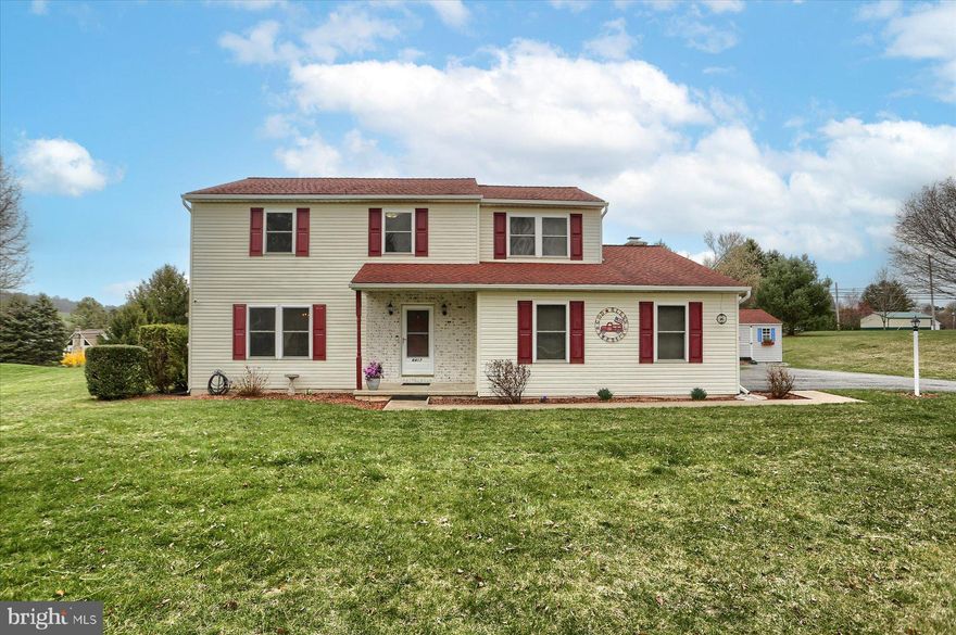 Nestled on a tranquil cul-de-sac, this stunning property offers the perfect blend of comfort and convenience. With 4 spacious bedrooms, including a luxurious primary suite with an en suite bathroom, a hall bath plus a main level powder room, this home is designed to accommodate your family's needs with style. The inviting family room features a cozy wood-burning fireplace, perfect for relaxing evenings. The formal living room and dining room provide ample space for entertaining, while the kitchen boasts room for a table, making it ideal for casual meals and family gatherings. Situated on a large 1-acre lot adjacent to a Eagle's Nest Park, this home offers plenty of outdoor space for recreation and relaxation. Enjoy the covered deck, perfect for outdoor dining and entertaining, along with large front and rear yards that provide a serene setting. The property also includes a shed for additional storage, and a two car attached garage for convenience and security, adding to the home's practicality and appeal. The paved driveway provides plenty of parking for your guests. The partially finished basement includes two versatile rooms, providing extra living space and storage options. Whether you envision a home office, gym, or playroom, this basement has the potential to meet all your needs. This home truly has it all – comfort, space, and a prime location. Don't miss the opportunity to make it yours!