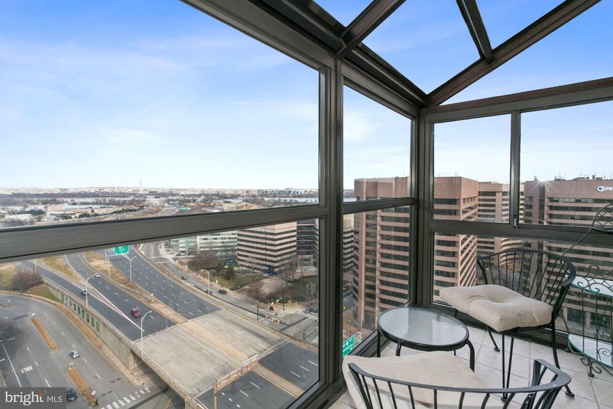 WHY THIS PLACE? The view of Washington and Potomac river from sunroom of this unit is panoramic and so inspiring. This bright and spacious condo has recently, majorly and beautifully renovated. Hardwood floors and brand new carpets throughout. The expansive kitchen, dining area, living area and impressive  sunroom comprise one large and practical space. An upscale vanity in a large bathroom plus built-ins and walk-in closets in owner bedroom is remarkable. In unit front loading washer/dryer. This residence comes with reserved underground parking space. All utilities are included.  ABOUT BELLA VISTA CONDOMINIUMS: Overlooking our nation's capital and its glorious monuments, the Bella Vista is a luxury living high-rise condominium building offering unparalleled views. Just minutes to downtown DC, this urban 21-storied community is adjacent to National Airport and easily accessible to I-395, Routes 1 and 66 and the Beltway. Building amenities include 24 hour front desk security, Red Top cab service, a dry cleaning service, on-site management, outdoor pool with sundeck, picnic area with grill, fitness room with sauna, resident clubroom, deeded underground assigned parking, bike racks and additional building storage. Pets are welcome here! Shopping is plentiful, including Pentagon City Mall, Pentagon Row, Costco, and a 24 hour Harris Teeter. Dining options nearby include Ruth's Chris Steak House, McCormick and Schmick's, Jaleo, and the Ritz Carlton, in addition to a variety of outdoor cafes lining historic 23rd Street and trendy lower Crystal Drive.