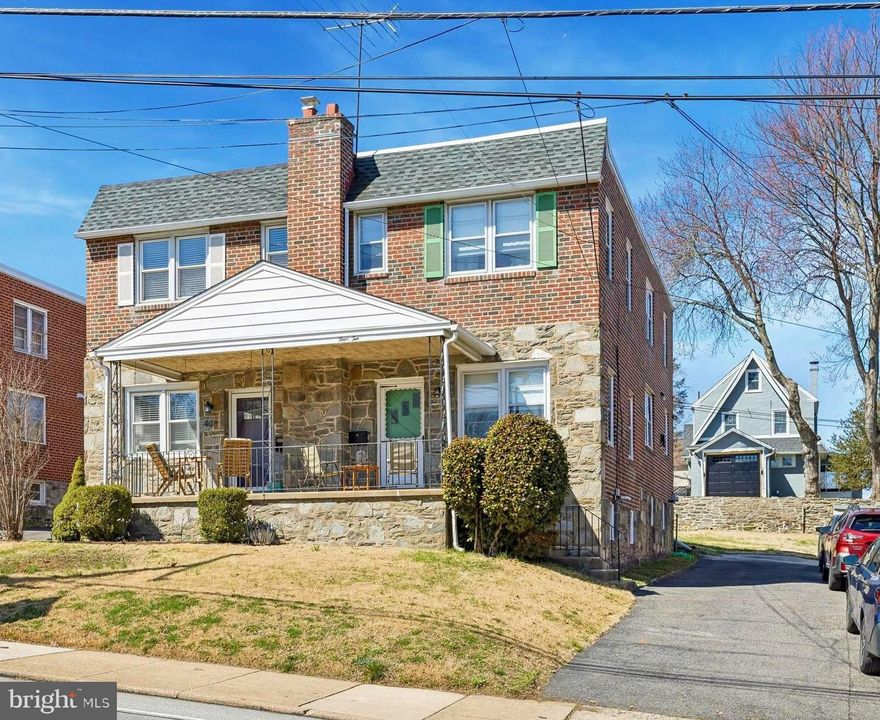 Lovely stone and brick twin home with master suite, hardwood floors throughout & central air offers easy living in the Merwood Park Neighborhood. This spacious, well-maintained home is bright and airy with an open floor plan—ideal for entertaining.  A covered front porch leads you into a large living room, dining room, and an eat-in kitchen with outside exit to rear yard. On the second floor, you will find a master bedroom with a master bath and walk-in closet, two additional good-sized bedrooms, a hall bath, and a large linen closet. The lower level features a carpeted family room, which is well-suited for a recreation area or a home office. This level also includes the utility and storage space, along with the laundry area. There is an outside exit from the basement.  The oversized driveway provides parking for 4 cars.  Easy access to Rt. 476. Less than 30 minutes to Center City, PHL Airport, King of Prussia and PA Turnpike. Close to schools, shopping and transportation.  Short distance to Township Parks that include: softball and baseball fields, playground equipment, tennis courts, basketball courts, barbeque and nature areas. Numerous park programs for all ages.  Don't miss your chance to own this charming home. Schedule your showing and experience everything this lovely home and community have to offer!