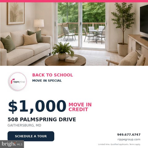 Townhouse For Rent - 508 Palmspring Drive<br/> Montgomery County, GAITHERSBURG, MD 20878