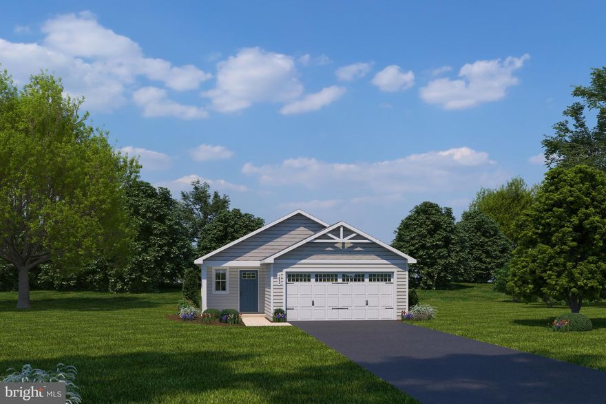 The to-be-built Rosewood at South Brook is located on a peaceful cul-de-sac in Inwood, WV.  This one-level home offers a functional floorplan that makes living easy w/ 3 bedrooms and 2, beautifully-tiled, full baths and a laundry room nearby.  The open concept great room leads into the kitchen so you never miss a moment w/ family or guests.  Featuring gorgeous white linen cabinets, LVP flooring in the great room, kitchen and dining areas, stainless steel appliances, quartz countertops and an expansive kitchen island,  this home offers comfort, livability, and beautiful finishes to set it apart.  With a spacious 2-car garage, the home is situated on a .28 acre cul-de-sac home site with lovely views of green space and trees that you can enjoy from your back patio.  South Brook's convenient location is under 5 minutes to dining, shopping, schools and medical facilities with easy access to I-81....just 15 minutes from Winchester, VA and 20 mins to the MD State Line as well.  A future fenced dog-park and tot lot are planned for the community.