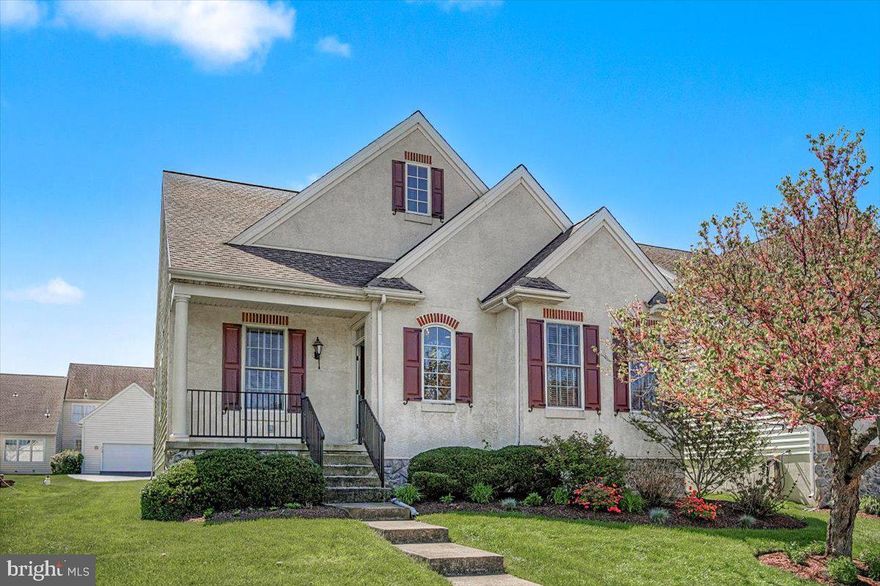Beautiful cottage-style ranch located in the highly desirable active adult community of Brittany Hills, just over the Delaware/Pennsylvania line in scenic Chester County countryside. This impeccably maintained, thoughtfully updated single-family home features a welcoming covered front porch and an inviting open-concept floor plan designed for comfort and versatility.  The main living areas feature 9-foot ceilings, gleaming hardwood flooring, and abundant natural light, complemented by fresh paint throughout. The spacious kitchen is beautifully appointed with 42” cabinetry with pull-out drawers, Corian countertops, stainless steel appliances, including a French-style refrigerator, double sink, and a center island offering additional workspace, storage, and casual seating. The adjacent breakfast area flows seamlessly into the expansive family room, which offers access to a private, maintenance-free deck—ideal for indoor-outdoor living.  The generous primary suite includes a large walk-in closet and a fully updated en-suite bath featuring Corian dual vanity sinks and a spacious tiled shower. Additional highlights include a well-appointed guest bedroom with newer carpeting and a second full bath with tub/shower combination and Corian finishes. A convenient tiled laundry room provides interior access to the two-car garage with minimal step entry. A full basement offers excellent storage and future finishing potential. Major exterior maintenance has already been addressed, including a complete stucco replacement completed in 2017, providing added peace of mind.  Residents of Brittany Hills enjoy resort-style amenities, including a clubhouse, indoor pool, fitness center, tennis courts, and a variety of social and recreational activities. Conveniently located near Route 1, Routes 7 and 41, golf courses, restaurants, wineries, and just minutes to I-95 and Christiana Mall, this home offers an ideal blend of low-maintenance living, comfort, and accessibility.