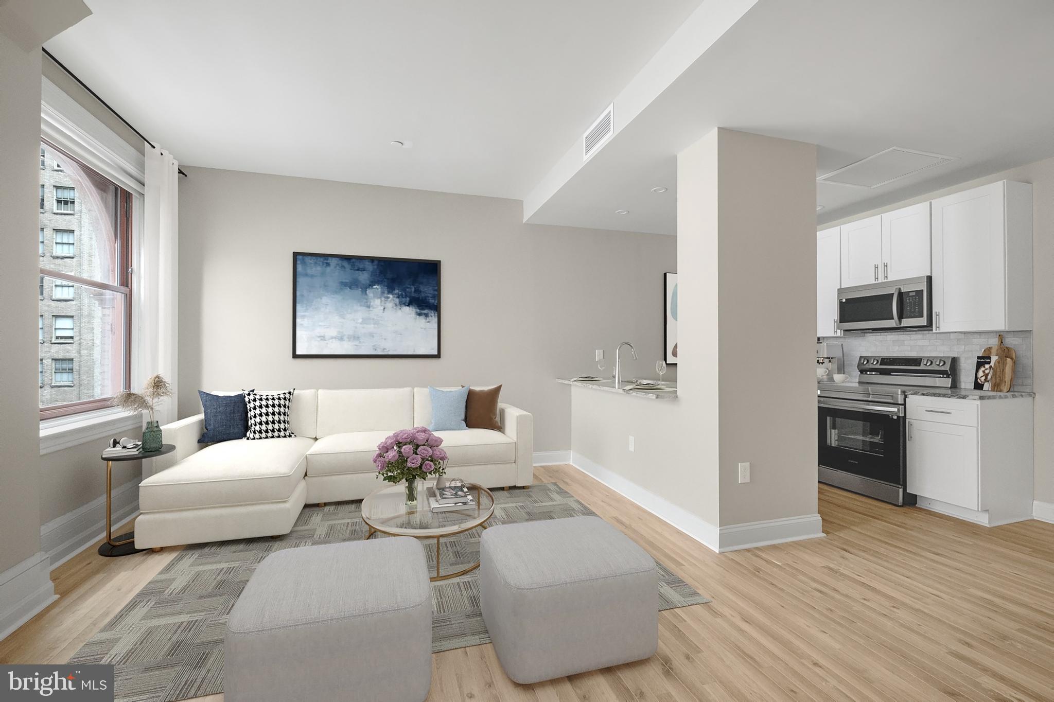 Be LUCKY! Reside in this FABULOUS and PERFECTLY designed one bedroom, one bath apartment, with a fantastic kitchen with granite countertops, and stainless-steel appliances, breakfast bar, and a big sun splashed living room. Gracious bedroom with excellent closet space and all tile bath, make this apartment a must see. You will just love LIVING at 1420 CHESTNUT ST, Center City’s BOUTIQUE apartment building with the ultimate GYM, and LOUNGE AREA. Just minutes from JEFFERSON & PENNSYLVANIA hospitals, Rittenhouse Square, and some of the city’s best dining & entertainment. Walking score is 100! Photos are of model unit.