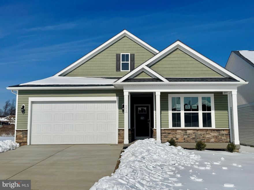 Experience effortless living in our Willow Run Active Adult community! Our Clifton floorplan is a thoughtfully designed 1,865 sq.ft. ranch home, blending style and functionality in a single-level open layout. The moment you step inside the home; you will be greeted by an inviting foyer leading you into the heart of the home. The kitchen opens to a large great room with two windows that let in natural light. The chef’s kitchen boasts stainless steel appliances, a pantry, and generous amount of cabinets and counter top space. From the great room, step through the sliding glass door to a covered porch, perfect for outdoor gatherings or morning coffee. The main level also features three generously sized bedrooms and two modern bathrooms - including a serene owner’s suite with dual vanities, a tiled walk-in shower, and two large walk-in closets.
Need space for visiting friends or family? The finished basement offers an additional 1,000sq. ft. of a living space with a rec room, full bath, and bedroom – plus a large unfinished space for storage.
Completed with a large laundry room, two-car garage, and a low-maintenance lifestyle, the Clifton offers comfort and convenience. Embrace one-story living and make The Clifton your perfect new home this Winter! Ready to move - in!
*Photos, 3D tours, and videos are representative of plan only and may vary as built.