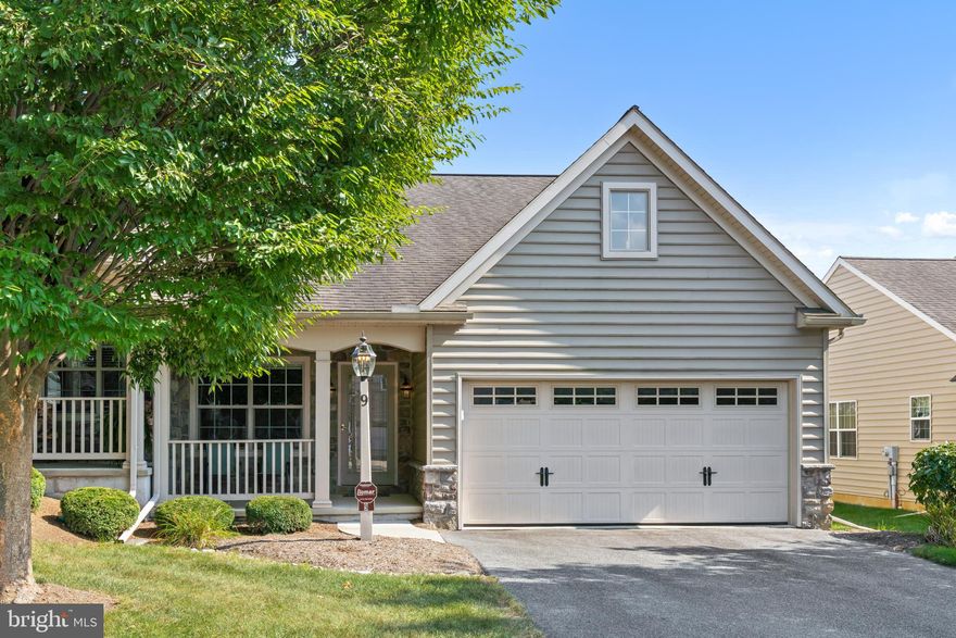 Beautiful 1-story home in desirable Southern Village neighborhood.  Bright open floor plan.  Vaulted living room plus vaulted dining room.  Eat-in kitchen island, breakfast bar and all appliances.  1st floor primary bedroom with walk-in closet and full bathroom.  Another full bathroom plus a sink and shower in finished basement.  Lower level family room for entertaining.  1st floor laundry with washer and dryer included.  Welcoming front porch.  Paver patio with retractable awning.  2-car garage.  Extra storage.  Gas heat and central air.   You will love 1-story living in this quiet neighborhood.