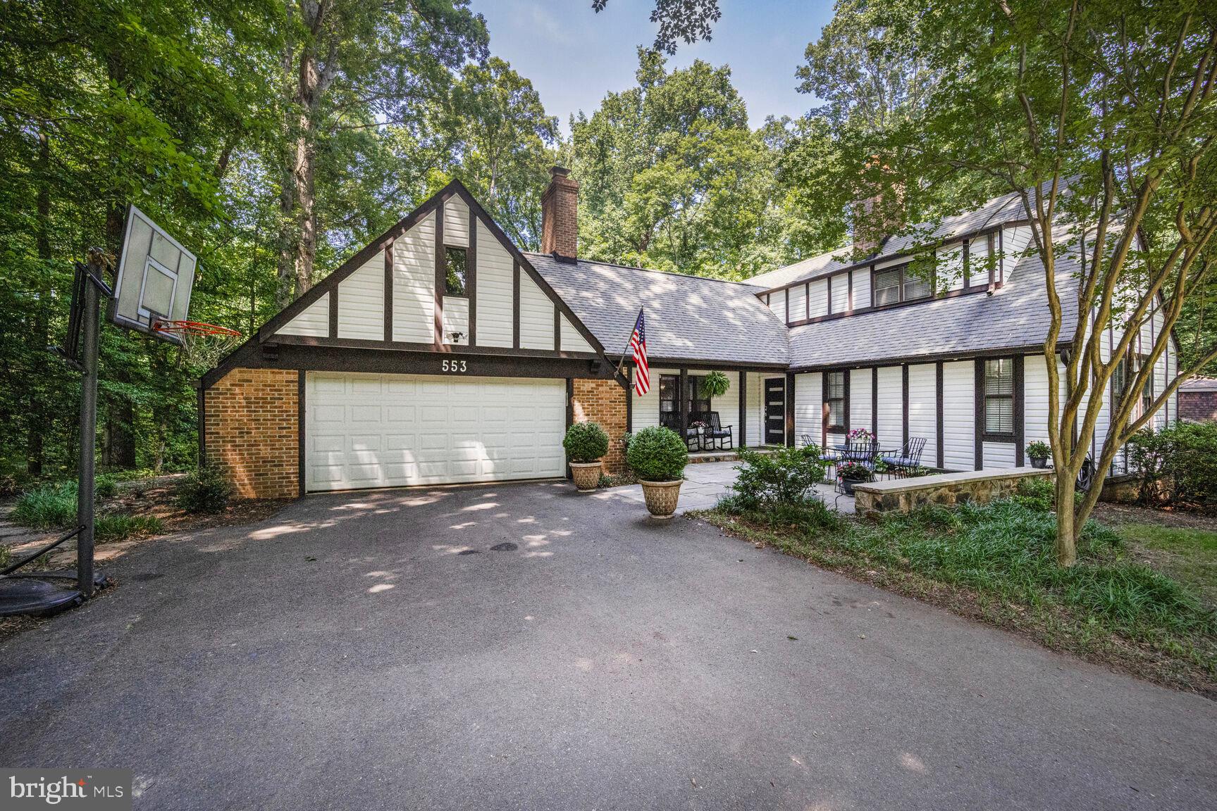 English Tudor featuring a stone front patio for nature lovers and bird watchers.
Surrounded by large trees for tons of shade and a 45 foot rear deck for large gatherings and rear lawn for play areas. Almost 4000 square feet of living space plus an oversized garage 24x25 with a floored attic space above for expansion or storage. The great room has cathedral ceilings, wood beams and wide plank redwood siding, wood burning fireplace. and sliders to rear deck. The community has water privileges with fishing pier and canoe storage and sidewalks for dog walking or strolling the neighborhood.
Convenient location for commuting to Baltimore or D.C. and 20 minutes to BWI Airport.
Six miles to Downtown Annapolis for great shopping and restaurants.