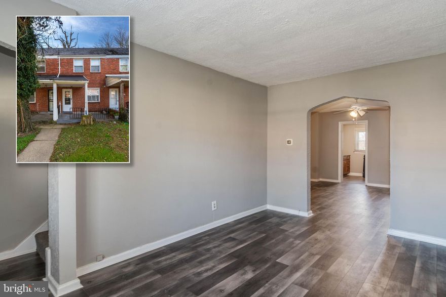 CHARMING MOVE IN READY PORCH FRONT ROWHOME!  Newly updated and features a main level with a spacious living room, separate dining room, and kitchen, upper level with 2 bedrooms and 1 full bath, full unfinished basement that's perfect for storage, and a rear fenced yard!