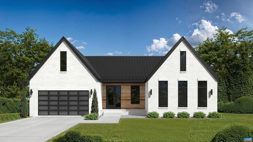 A rare opportunity to build your new custom home right in the heart of Ivy.  The Bergen plan is a brand-new design featuring a clean modern exterior with high quality finishes.  The main living area is open with vaulted ceilings and lots of natural light. There are two main floor bedrooms and a third flex room that can serve multiple functions.   Included features are builders Core + level, some high points are: 2x6 field framed walls, real hardwood floors, granite or quartz tops everywhere, Pella windows, solid core doors, full overlay cabinet doors, custom millwork, upgraded tile and so much more.  Photos are mix of the plan that is advertised and other homes the builder has completed with comparable features.  Finishes and designs can be modified to meet the homeowners' preferences.,Fireplace in Living Room