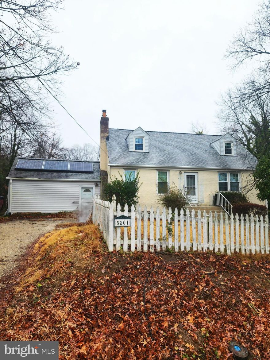 Move‑in ready 3‑level Cape Cod on a beautiful corner lot offering space, updates, and flexibility. Home features 3 bedrooms and 2.5 baths, including a main‑level bedroom ideal for multigenerational living, a home office, or a quiet library. The open kitchen includes a bright breakfast‑nook bump‑out with skylights, creating a warm and inviting everyday dining space. Over $20,000 in recent improvements, including a fully remodeled first‑floor bathroom. Additional upgrades include new windows on the main and upper levels and solar panels that help reduce energy costs and increase long‑term efficiency. Upper level offers two additional bedrooms and a full bath. The finished basement with fireplace provides flexible room to expand. The garage has been converted into an indoor recreation space, adding even more usable square footage. It can also be converted back to a garage at the new owner's discretion. Enjoy a spacious yard with strong curb appeal and room for outdoor living. Convenient location just 6 miles from National Harbor and close to major commuter routes, shopping, and amenities. A well‑updated home with the space, efficiency, and versatility today’s buyers want.