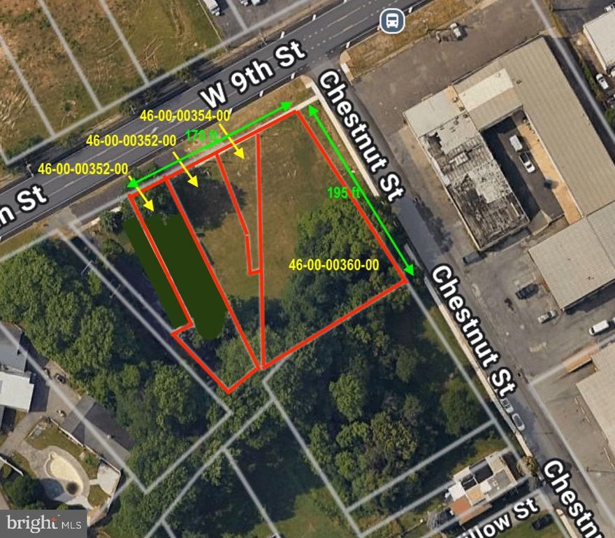 4  level, parcel assemblage with frontages of about 170’ along the southeasterly side of W. 9th Street and 195’ along the southwesterly side of Chestnut Avenue.  Approximately 31,535 SF of Land.  Folio #'s 46-00-00360-00, 46-00-00354-00, 46-00-00352-00 & 46-00-00353-00
Possible residential development off existing streets with up to 7 lots: three sets of semi-detached dwellings and one single family detached dwelling.

Other uses are possibly permitted with Borough Approval.