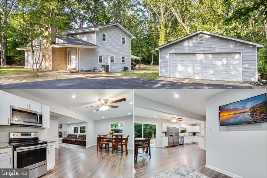 Nestled on a serene lot spanning just under 2 acres, discover this exquisite gem of a home. Tucked away from the hustle and bustle, yet conveniently close to an array of amenities, this property offers the ideal blend of tranquility and accessibility. Boasting a location less than 30 minutes from Washington, DC, and an easy commute to all local military bases, this residence is perfectly situated for modern living. Meticulously renovated over the years, this home showcases upgrades including a modern kitchen with upgraded counter-tops, a newer roof (2018),  siding(2018) and a new water heater. The spacious open floor plan seamlessly connects the indoors with the expansive front and backyard, offering ample space for relaxation and entertainment in a private setting. Car enthusiasts will be delighted by the detached garage, providing the perfect space to indulge in their passion. There is no HOA.  Don't miss the opportunity to make this exceptional property your own.