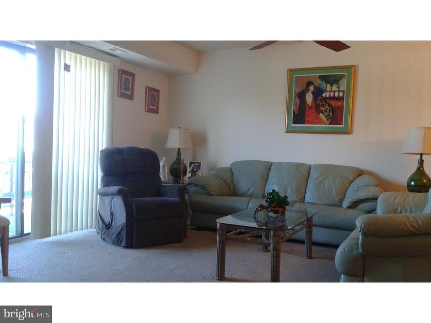 Come and see a beautifully kept home located in a gated community on the Delaware River. This condominium features a spacious living room, eat-in kitchen, dinning room, large main bedroom with full bathroom, and 2nd bedroom or study. Nice balcony, large enough for a patio set and plants, off the living room. Central air, ceiling fans in LR and both BRMS, LOTS of closets one in the outer hall(that locks), and laundry room complete with washer and dryer! Awesome natural sunlight through out! There are several areas in the community such as pool, gym, recreation center, out door deck that looks out on the river, tennis courts and many many more! Close to public transportation, including Regional Rail, I-95, and Turnpike. This is an "as is" property. All you need to do unpack and make this your home! includes... all ground maintenance, bus service, club house, common area maintenance, Exterior Maintenance, Health Club, lawn maintenance, management, parking, play ground, security, Sewer, Snow Removal, Swimming, Tennis, Trash Removal,  Water