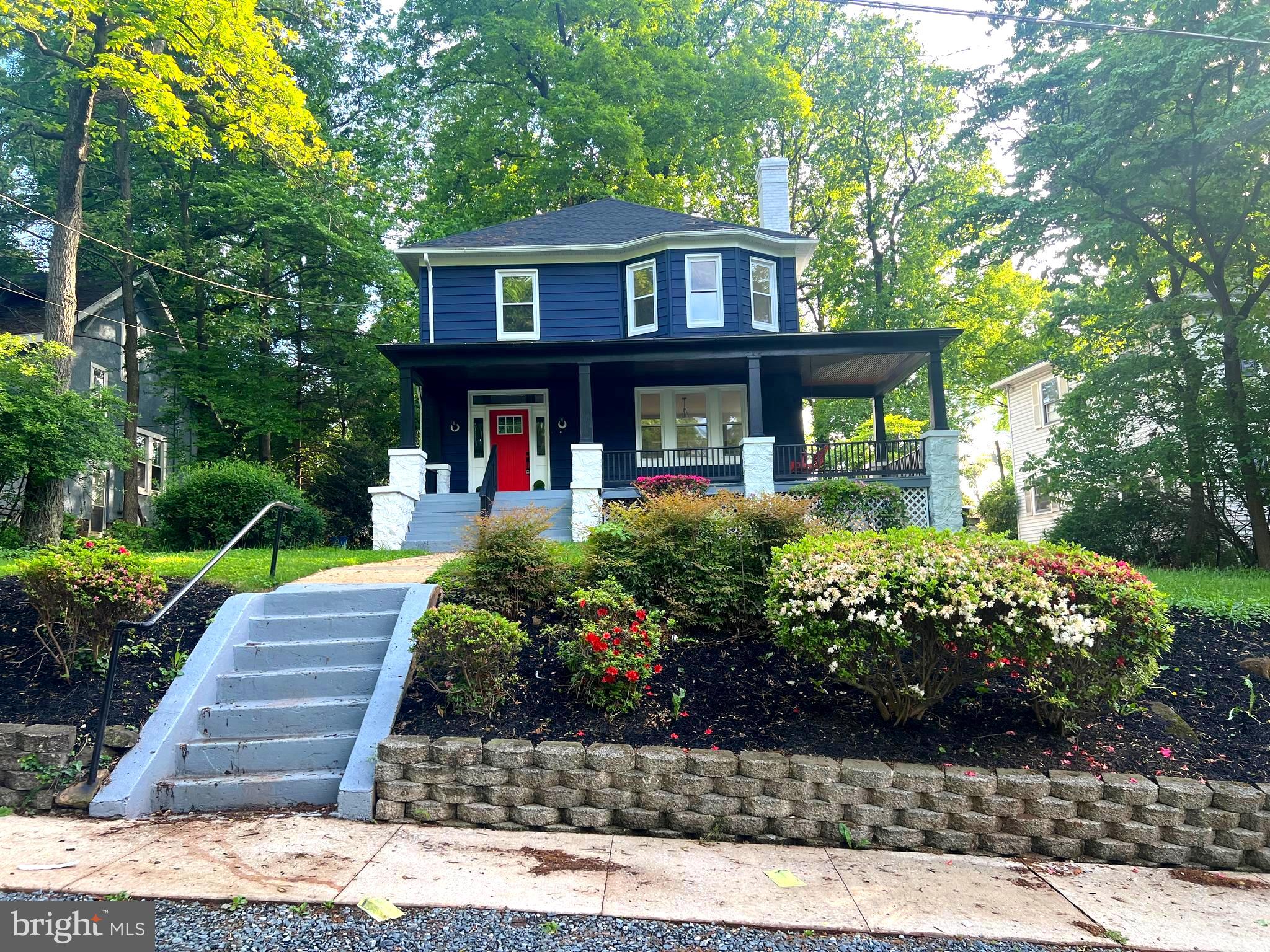 Welcome to this beautifully renovated single-family colonial home in the Larchmont neighborhood. This home has 5 bedrooms, 3 full bathrooms and 1 half bath. The front steps lead to a huge covered porch perfect for summer relaxation or morning coffee. As you enter the front door, you are in a spacious foyer leading to the Living room with a wood burning fire place, separate dining room and kitchen with ss appliances and an elegantly designed back splash. The kitchen has an additional counter that can be used as a breakfast nook and a built-in butler pantry with access to backyard. There is a half bath from the dining room. Flooring thruout the home is LVP and ceramic tiles in the bathrooms with all new fixtures. Lighting is ceiling fixtures and recessed lights in the kitchen and rec room. The upper level has 4 bedrooms including an en-suite Primary bedroom and a second full bath. The fully finished basement has a fifth bedroom, full bath, laundry area and a recreation or Family room with walk-out access to a wooded flat back yard. Great quiet residential neighborhood with all amenities close-by. This is a MUST SEE.