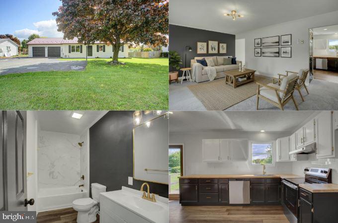 Nestled on a quiet, level country lot, this beautifully remodeled home offers the perfect blend of comfort, function, and outdoor space. The huge backyard is ideal for entertaining, recreation, gardening, pets, or simply enjoying peaceful country surroundings. A nice playhouse at the rear of the yard adds a fun bonus space for kids. Inside, you’ll find a fully remodeled interior featuring a refreshed kitchen with new butcher block countertops, stainless steel appliances, and a stylish tile backsplash. Additional updates include new carpet, LVP flooring, lighting, and paint throughout entire home, as well as a new bathroom vanity, tub, and tile surround. Mini-split heating and cooling provide efficient year-round comfort. The large 2-car garage offers excellent space for vehicle storage, hobbies, tools, or shop activities. With modern interior updates, a spacious lot, and great outdoor amenities, this property is move-in ready and full of possibilities. Schedule a showing today!