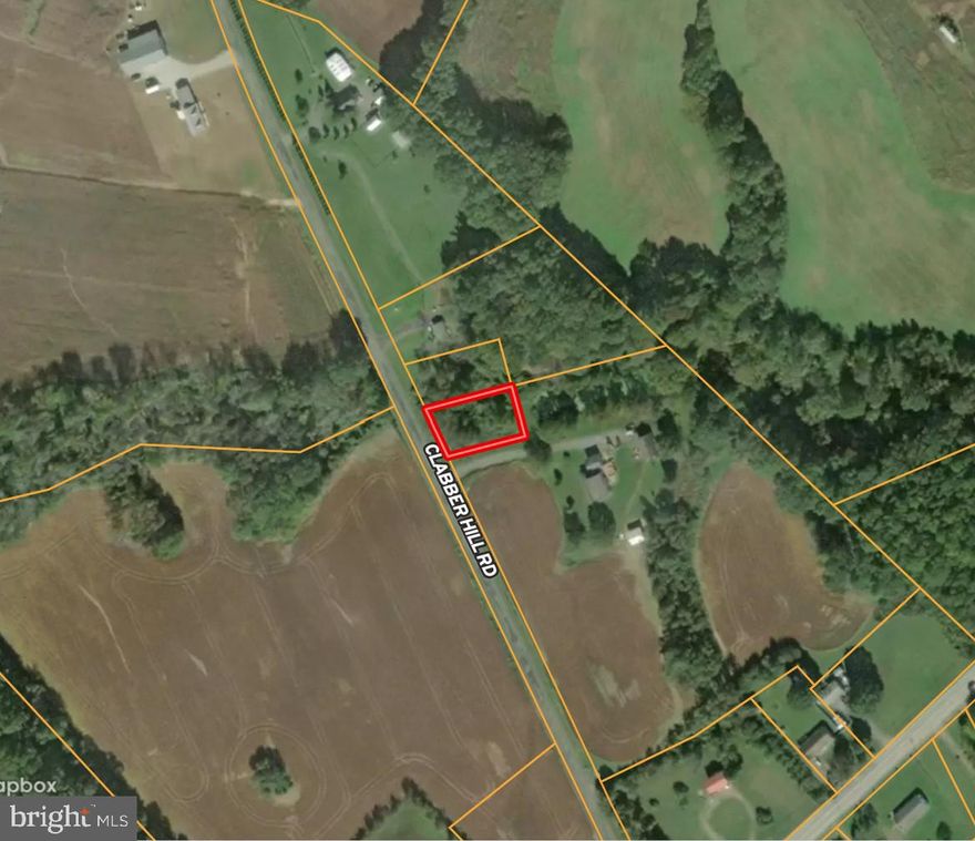 .4  +/-  acres located on Clabber Hill Rd. Two miles outside of the town of Church Hill.



BUYER RESPONSIBILITY TO PERFORM DUE DILIGENCE REGARDING PROPERTY LOCATION, USE, RESTRICTIONS, AND TAXES.