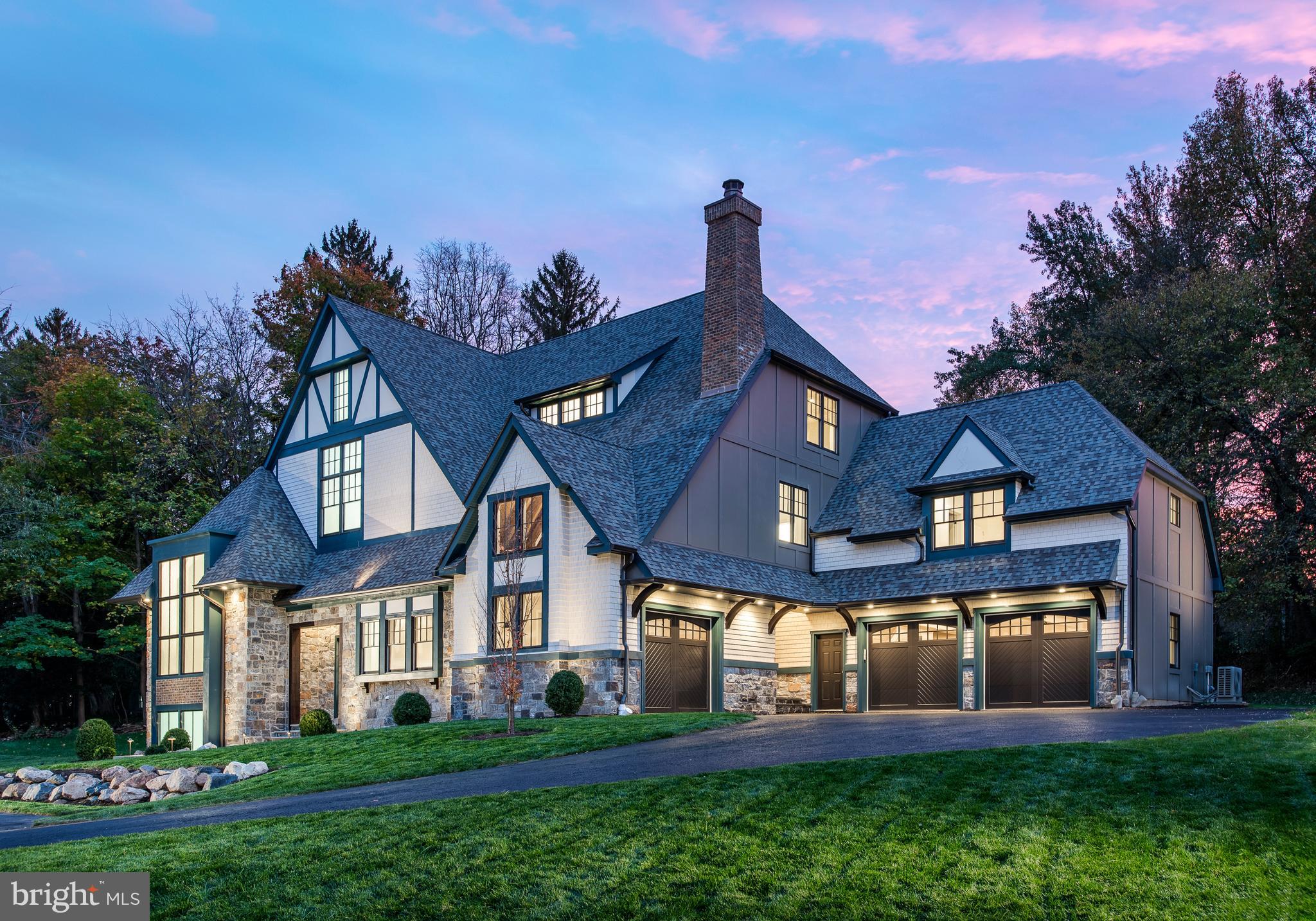 Classic Tudor architecture reimagined with abundant natural light, dynamic new floor plan, set on a 1.6 acre site on an iconic street in Haverford. Built by Mark Weiss, this 5 Bedrooms/4 Full Baths/2 Half Baths home offers a total of 6,673 finished square feet with partially finished lower level plumbed for bath, and 1340 square feet of unfinished attic space with plumbed for a bath. Ten Foot Ceilings on the first floor and nine foot ceilings on the second floor. The Kitchen, Dining, and Family Rooms have been drawn together to create a dramatic, livable space that encourages family gatherings and entertaining. Abundant and oversized windows throughout.