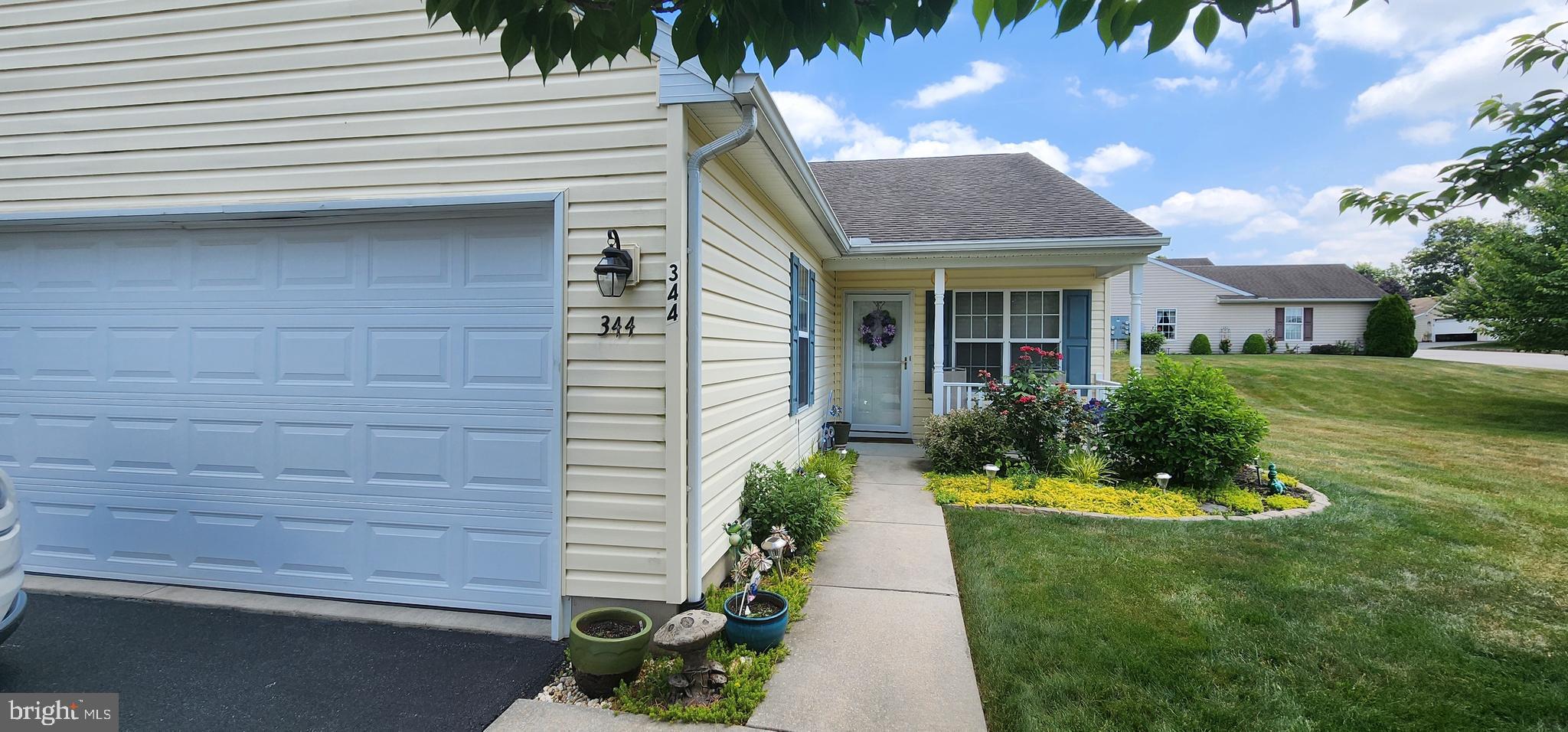 This end unit condo is situated on a corner lot that features a large side yard with a park bench, plus a 12x12 concrete rear patio off the family room. The 2 car garage offers shelving for storage. All appliances are included!
Easy, care-free and first floor living in Equine Meadows (55+ community) offers a community center with an indoor pool plus other amenities such as outside walking path & pond.