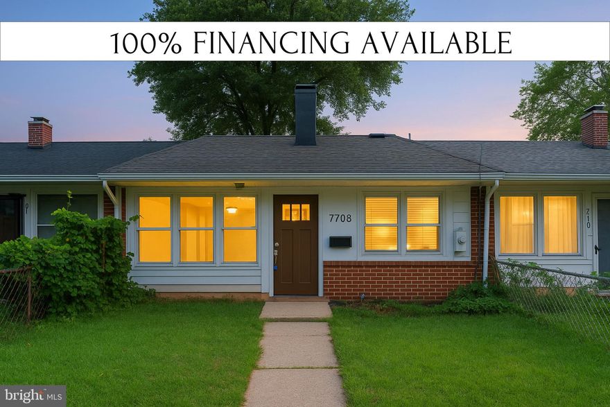 This home qualifies for 100% financing, NO PMI, PLUS a $5,000 GRANT! Credit Score 620+. Ask about it!

You’ve Found Your Home at 7708 Bender Rd, Landover, MD 20785! This home checks every box—updates, layout, location, and value at 4 Bedrooms | 2 Bathrooms | 2 Levels | Fully Renovated | Turnkey Ready.

All the bells and whistles of a luxury renovation—without the luxury price tag—and located just steps from the Prince George's County Landover Police Station for added peace of mind.

This fully redone 4-bedroom, 2-bath home is move-in ready with new everything:
New roof
New HVAC
New LVP floors
New light fixtures
New bathrooms
New kitchen
New washer & dryer
New ceiling fans

The heart of the home is the sleek galley kitchen with 42" white soft-close cabinets, quartz countertops, stainless steel appliances, upgraded hardware, and a walkout to your fenced backyard—perfect for entertaining or relaxing.

The main level features an open-concept living/dining area, two bedrooms, and a full bath. Upstairs offers two more bedrooms with a buddy bath between them—perfect for privacy and function. Extra storage space is available in the backyard, and there’s street parking in front. Fenced front and back yard.

Location perks:
Walk to Prince George’s County Police Department (Division III)
6 minutes to Landover Metro
10 minutes to MARC Train
2-minute walk to Metrobus at Matthew Henson Ave & Barlowe Rd
25 minutes to Reagan National Airport

Don’t miss your chance to make it yours.