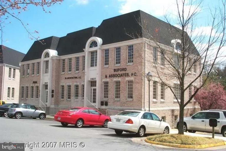 Desirable location in Fairfax Commons across from Courthouse Shopping Plaza! Main level unit with entrance off of the lobby foyer as you enter the building. Beautiful open floor plan with conference room, kitchenette, restroom, utility room. Existing furniture can convey with new tenant. Cherry wood finish floors throughout; upgraded kitchenette cabinets/counter/sink. Lots of natural lights. Windows were replaced property-wide a few years ago. Available for showing anytime with prior notice; please call listing agent.