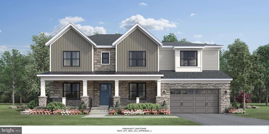 Toll Brothers New Construction, Parkhurst 5 bedrooms (including main level bedroom suite W/shower bathroom), 5 ½ bathrooms has 5,800 finishes sq. ft., W/4 car-garage! This expanded homesite is on nearly an acre is backing to tree save/conservation area. Move in Summer 2024, still time to select your own designer interior finishes and make it your own. A Large, covered flagstone porch says welcome home. This open floor plan has an amazing kitchen and 2 story great room and a 12’ stacking door leads to a finished outdoor living space with a screen and fireplace- perfect for entertaining.  There are oak stairs throughout, the primary bedroom has 2 large walk- in closets leading to a spa bathroom. Walkout basement has, windows and rough in plumbing, for future bathroom and wet bar. Convenient to commuter routes in Ellicott City, restaurants and shopping and is part of the coveted Centennial School District.