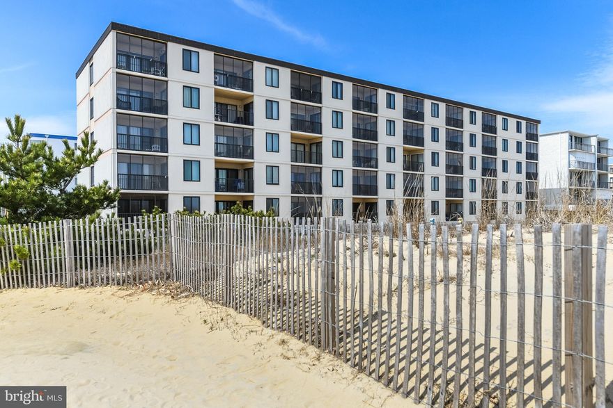 North Ocean City mid rise  masonry building with elevators . Enjoy ocean front living from this 2 bedroom, 2 bath condo. Ocean front balcony with access from the living area and the master bedroom. The master bedroom is direct ocean front. There is additional storage under the building for your bicycles, boogie boards and more. There is new vinyl plank flooring throughout the unit. New hot water heater 2022.  Both bathrooms redone in 2021. Painting to include the ceiling 2020. Washer and Dryer 2018. Nest thermostat 2021. Buyer can do home inspection, but property is sold as is.  You are close to restaurants and shopping and of course, walk out your door to the beach. Sellers will consider all reasonable offers.