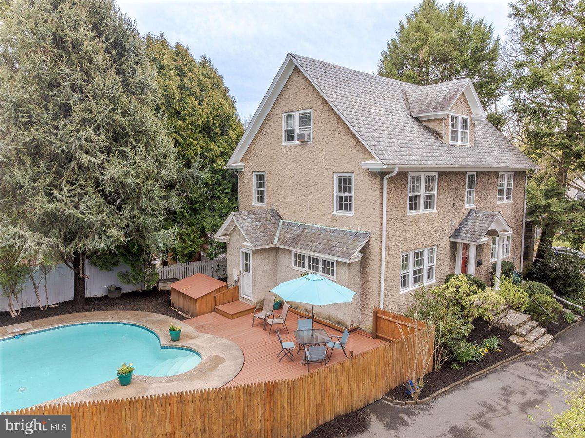 Welcome to this gracious 3-story center hall colonial, perfectly perched on a quiet, tree-lined street in the heart of Elkins Park. The home is side-facing, giving the covered front porch a lovely view of the picturesque neighborhood—an ideal spot for morning coffee or evening chats.
Inside, you'll find generously sized rooms, gleaming hardwood floors just refinished in 2025, and thoughtful updates. The living room features a gas fireplace, custom built-ins, and French doors that open to the porch. A cozy room off the hallway makes the perfect den or home office, and there's a convenient first-floor powder room.
The kitchen was fully renovated with new cabinets, stainless steel appliances, Quartz counters, and a breakfast bar counter open to the dining room, perfect for everyday living or entertaining. A bay window brightens the spacious dining area.
On the second floor, there are four comfortably sized bedrooms, one full bathroom and laundry --just where you want it. On the third floor, there are two additional rooms (which would work well as extra bedrooms, private office or guest room), a full bathroom and large cedar closet for extra storage.
Outside, you'll love walking right out your door and slipping into the refreshing water in your private in-ground pool. The pool is ready for summer with recent plumbing updates, new skimmers. a self-cleaning robot, and a mesh safety cover.
The basement is unfinished but the walls are freshly painted and full of storage potential.
Major updates include a 2024 high-efficiency gas heating system, tankless water heater, brand new 220 amp electrical panel, new windows, refinished hardwoods on first and second floor, and recent roof maintenance.
Inspection report from 2024 is available for your review. This home has been well maintained and it shows.
Conveniently located close to the Elkins Park train station with quick service to Temple U, Center City, 30th Street and the airport. This home is positioned within a walkable and scenic community, close to restaurants and shopping in Elkins Park, Jenkintown, Glenside and nearby Chestnut Hill.
Come see 8214 Marion for yourself—you’ll appreciate the space, the updates, and the warm sense of home.