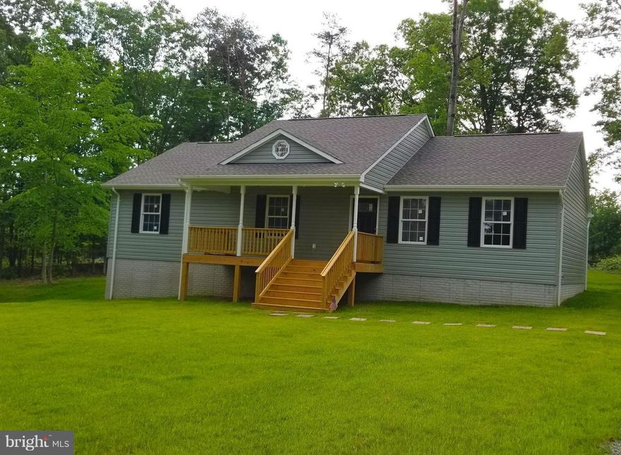 BRAND NEW! Relax on the extra wide front porch or entertain on the large back deck on 3 acres with privacy and no hoa restrictions. Well built home w/ 2' x 6 '  construction, vaulted ceilings, Open floor plan, solid wood cabinets, granite countertops, real wide oak floors, 3 Bedrooms, 2 Baths, main level laundry, huge unfinished walk-out basement. ($3000 appliance allowance & $100 for cab knobs)