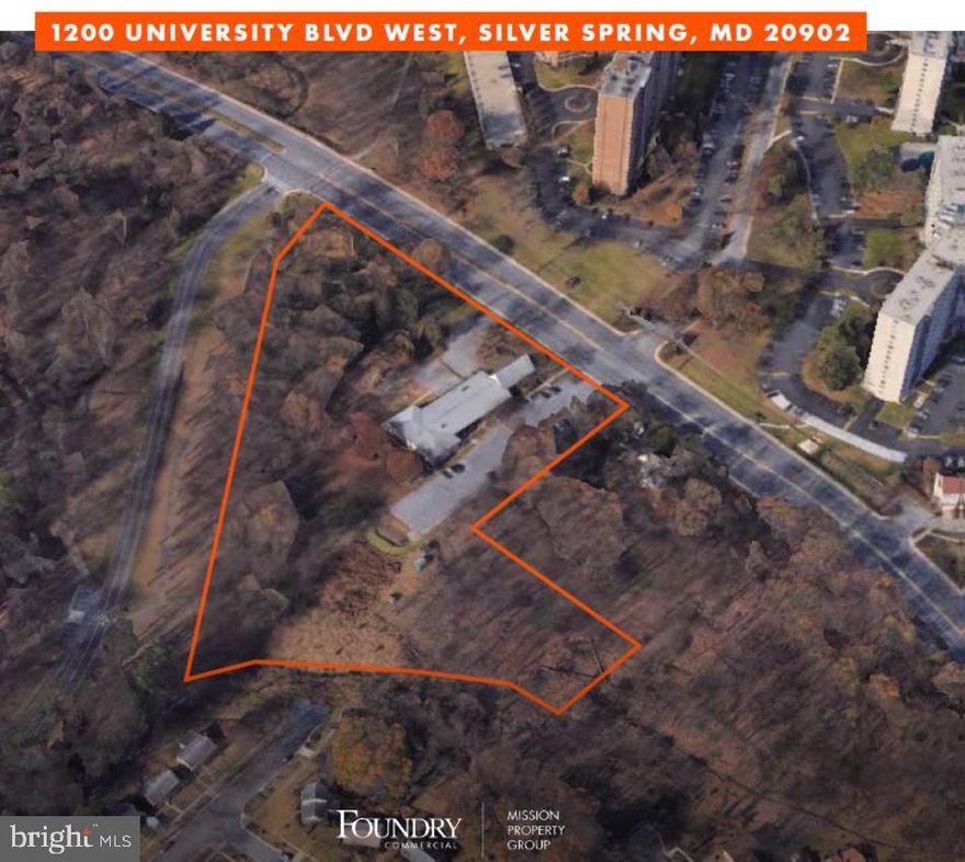 Call for OFFERS will be shared soon. Asking price listed is acting as a placeholder as there is no "asking price" as the price will be determined based on best offer submitted.

Once in a generation opportunity to own or participate in the future of this irreplaceable piece of land of 7.03 ± acres within the Kemp Mill Master Plan and University Boulevard Corridor Plan immediately next to Sligo Creek Parkway. 

There is currently a school (approx. 10 classrooms and two large auditorium spaces) and church building (seating for approx. 150) that exists and can be activated for those uses along with outdoor playground and two parking lots. 

Current zoning is R-60, but can potentially be reimagined and enhanced, especially if in alignment to what the Kemp Mill Master Plan University Boulevard Corridor Plan expressed an interest in having. These plans could present a buyer with the opportunity for a rezoning, up-zoning, special exception, etc so long as it aligns with what the master plan calls (linkage between local facilities, and/or a facility that facilitates social cohesion.

The site is surrounding by forestry but offers favorable and close proximity to public transit (bus lines, metro line – red), equidistant of approximately 31 miles south or east of Baltimore/Washington International Airport and Dulles International Airport respectively, and only 15 miles to Ronald Reagan Washington National Airport.

NOTE THAT INFORMATION INCUDED IN THIS LISTING IS NOTED AS "OTHER" AS THIS IS AN AS-IS, WHERE-IS and all services need to be verified by the buyer.