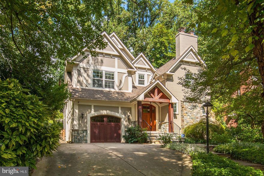 OPEN SUN 7/29 12-2. New Price! Exceptional turn-key Arts & Crafts in Rollingwood in Chevy Chase. Built in 2006, it features nearly 4,500 sq.ft. w/4/5 BRs on 2nd FL, 4BAs+2 1/2BAs, garage & 50+windows! Gourmet kitchen opens to massive family rm. Formal LR w/FPL. Spectacular master suite. LL family/exercise rm. Large lot w/mature landscaping. Steps to Brookville shops, Metro bus & Rock Creek Park.