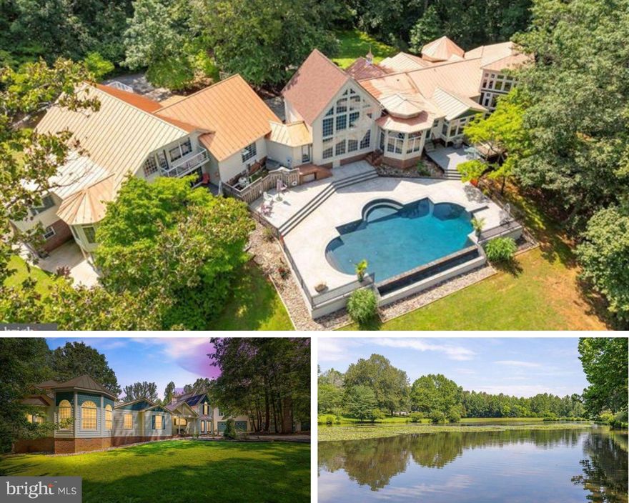 Welcome to 6360 Tennis Court! A Grand Custom Estate Designed for Luxury Living, Multi-Generational Comfort & Unforgettable Entertaining! This exceptional, custom-built estate offers more than 9,000 square feet of versatile, light-filled living space. This home has been expertly crafted to blend comfort, style, luxury, and effortless entertaining into one seamless living experience. Tucked on a picturesque 3.39-acre lot just 15 minutes from downtown Culpeper, this one-of-a-kind residence boasts six bedrooms, 7.5 baths, including two potential in-law suite spaces, and an enviable array of indoor and outdoor amenities. Custom built with impressive additions over the years, the home sits gracefully among mature trees and scenic landscaping. A tranquil, fish-stocked pond anchors the backyard, while the rear exterior unfolds into an expansive private oasis complete with a fenced-in infinity-edge pool, vast patio and deck areas, and breathtaking natural views. Whether hosting croquet matches on the lawn, lounging beneath the gazebo, or relaxing in the marble-clad outdoor sitting area, this property is designed for effortless enjoyment. Interior Highlights: Once inside discover soaring ceilings, abundant natural light, and a series of architecturally intriguing spaces. The two-story family room stuns with a dramatic wall of windows, 16-foot custom bookshelf, floor-to-ceiling stone fireplace, and lofted flex space ideal for a home office or library. The gourmet kitchen features marble flooring, a custom Wolf range, and stylish finishes that flow seamlessly into the dining and living areas. Just off the family room, a sunroom with Murano glass chandelier and kitchenette offers panoramic views of the backyard paradise. The primary suite is a masterpiece of privacy and design, boasting 10-foot geometric mahogany doors, a granite feature wall with ambient uplighting, and an ensuite bath with a rain shower, soaking tub, and oversized picture window framing the surrounding woods. A private red spiral staircase leads to a lofted bedroom retreat, while the closet is fully built-out for organization and luxury. Multi-Generational Flexibility:  This estate is uniquely equipped with two separate suites, each with its own private entrance and full accommodations.  The first suite features a marble kitchen, sunroom, two bedrooms (including a luxe primary with tray ceilings), private deck, and lower-level access to a workshop, exercise room, and more. The second suite offers open-concept living, dining, and kitchen areas, a cozy corner fireplace, and stunning veranda views of the pool and pond. Its spacious bedroom enjoys private outdoor access and nearby storage. Additional Property Features:  Fenced infinity-edge pool with new cover, 8x12 storage shed, pole barn with two-car capacity, marble-draped exterior lounge areas, unique architectural elements including lava floors and custom lighting installations, movie room, craft/laundry room, and flexible recreational spaces.  Just 30 minutes to Shenandoah National Park and approximately one hour to Fredericksburg, Charlottesville, and Washington, D.C. Certainly! Whether you're drawn to the resort-style amenities, custom architecture, or the exceptional indoor-outdoor lifestyle, 6360 Tennis Court offers a rare blend of grandeur, comfort, and unforgettable charm!