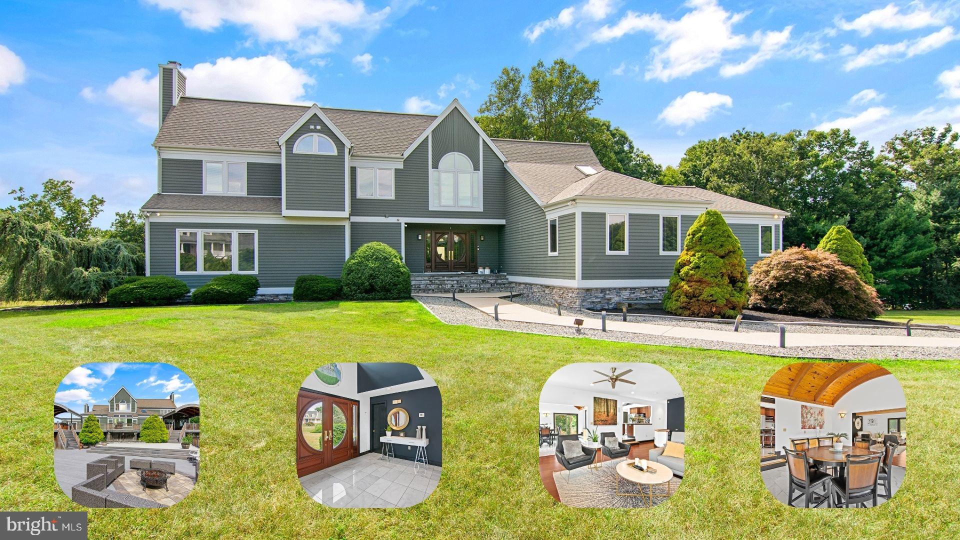 Welcome to this stunning contemporary home, set on 3.14 private acres, thoughtfully designed to combine luxury with modern comfort. Nestled on a serene private lot, this residence is ideal for both entertaining guests and enjoying tranquil everyday living. Step into the impressive 2-story foyer through striking double front doors, featuring sleek marble tile. Expansive Pella windows and strategically placed skylights flood the home with natural light, creating a warm and inviting ambiance. The formal living room boasts a dramatic vaulted ceiling, while the cozy family room offers a stylish gas fireplace. The wet bar is equipped with wine and beverage refrigerators as well as a kegerator, catering to your entertainment needs. The kitchen has been elegantly updated with rich cherry cabinets, durable quartz countertops, and state-of-the-art appliances, while brand-new flooring in the kitchen and living room enhances its contemporary appeal. The Primary Suite is a luxurious retreat with Brazilian Cherry floors, a striking beamed wood ceiling, and a comfortable sitting area. The bedroom opens onto a private deck complete with a hot tub for ultimate relaxation. The second floor is highlighted by an airy open gallery, three generously sized bedrooms, and freshly updated bathrooms. The lower level provides even more space with a secondary family room, a den, two additional bedrooms, a full bath, and a convenient laundry room. The 4-car garage is a car enthusiast's dream, complete with a car lift to accommodate your collection. Outdoor spaces are designed to impress: the expansive upper deck, perfect for entertaining, includes two barrel-roofed areas with weather-resistant standing-seam metal roofs. The lower deck, ideal for summer gatherings, features a cozy fire pit with a dedicated gas line. The property’s natural beauty is enhanced by a picturesque, stocked pond, a visiting Great Blue Heron, and a cascading waterfall. Recent upgrades include a modern septic system, a new water softener and hot water heater, stunning marble tile in the foyer, and freshly painted interiors. With exceptional attention to detail and premium finishes, this home offers a unique combination of elegance and functionality. Schedule your viewing today to experience this extraordinary property near Western Regional Park.