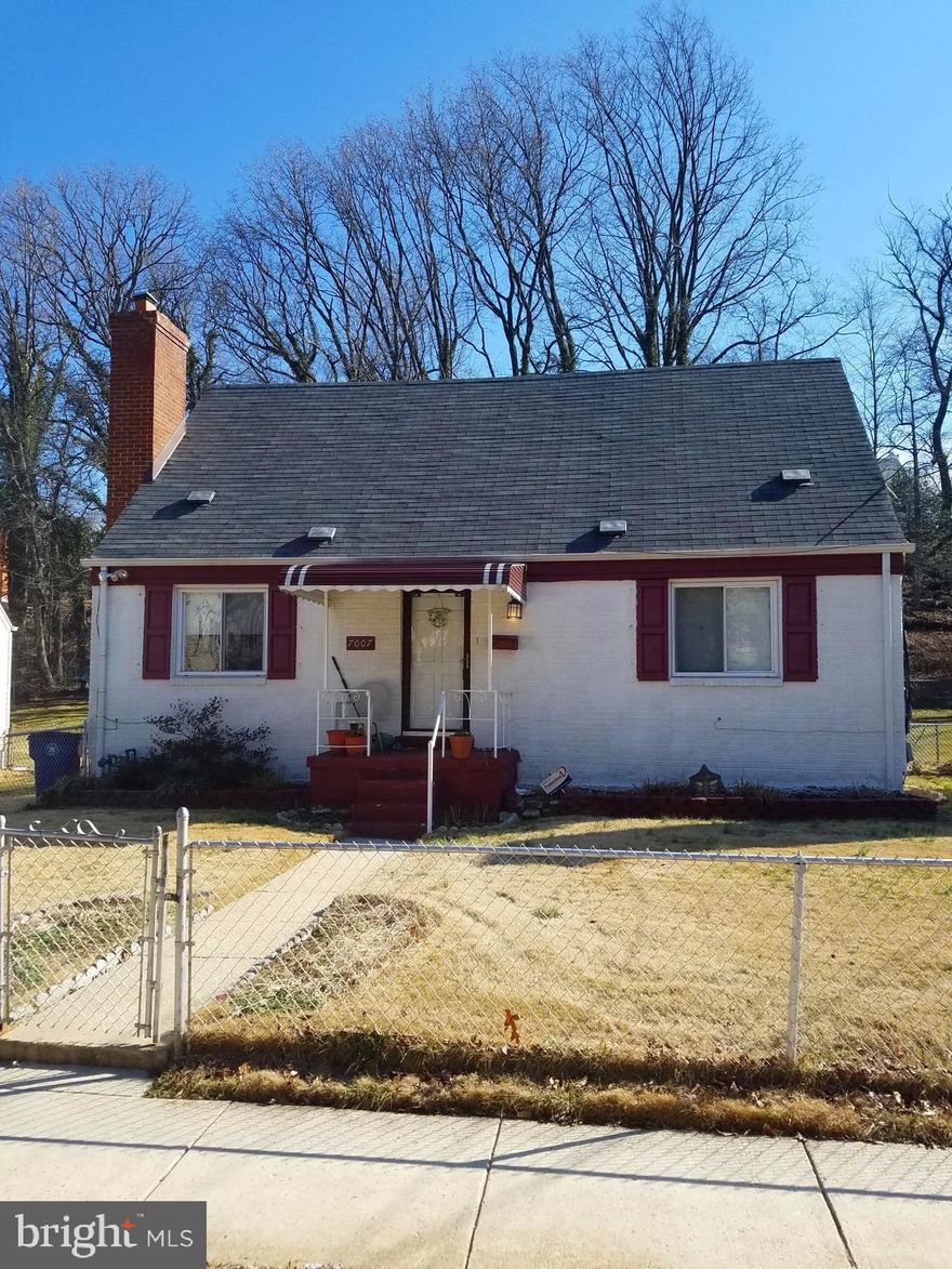 This is a great opportunity to renovate this nice sized Cape Cod. 4bedrooms 2baths, wood burning fireplace, full basement, hardwood floors, fenced yard with a deck, driveway and on street parking and close to Beltway and the District of Columbia.