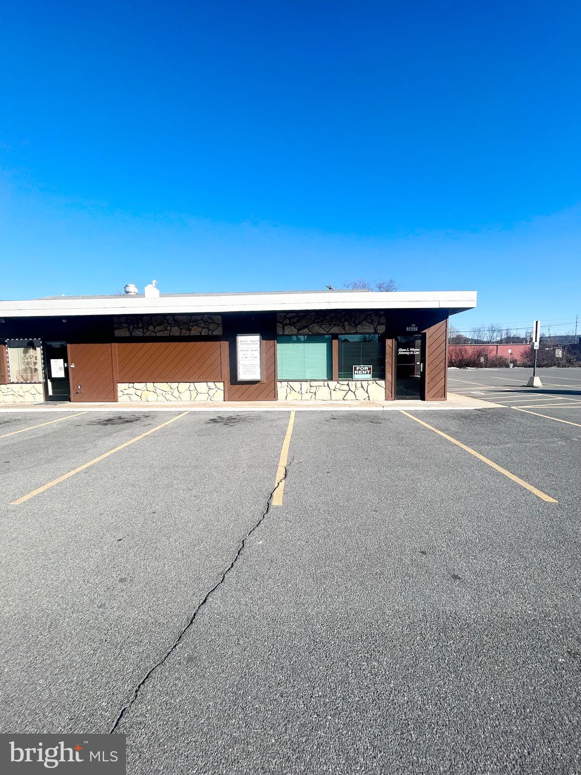 Approximately 2,880 S.F. with 2 levels in rear of the building...wheelchair left to access upper level in rear of building. 2 bathrooms. Plenty of parking in lot. High traffic count on Rt. 61 next to the Reading Outer Station and one block from WAWA and Dunkin. Prominent free standing, highly visible signage on Rt. 61 in front of building. 3 year lease with 3 year option. $2,999./month plus utilities and CAM fee for the first year.
First month, last month and security deposit required to take possession.