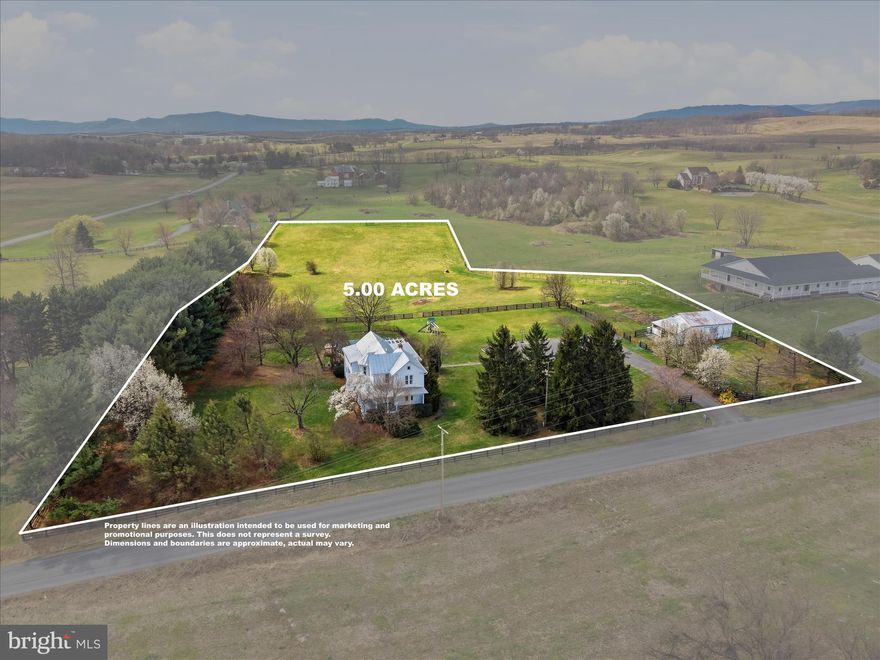 Historic 1800s farmhouse on 5 unrestricted acres just outside Winchester, Virginia, in desirable Frederick County. This 3-bedroom, 3-bath farmhouse blends historic charm with modern comfort and is equestrian-ready. Features include hardwood floors throughout, a farmhouse kitchen with wrap-around covered porch access, a dining room with a fireplace, a living room with a fireplace, and a den/office with built-in bookcases. The primary suite has a sitting area and a full bath.  Unfinished basement for storage.
Enjoy outdoor living with an inground pool, hot tub, and covered patio, perfect for entertaining. 
Horse amenities include a 40x30 barn with 2–4 stalls, an automatic waterer, and 8-strand high-tensile fencing (a small portion of fencing needed to fully enclose the back field).  Unrestricted acreage is ideal for horses, livestock, or hobby farming.  Conveniently located minutes from Old Town Winchester, shopping, restaurants, and farmers' markets.   A rare opportunity for historic farmhouse living, equestrian property, and peaceful country lifestyle near town.  All sizes are approximate. See documents for a list of home improvements - home has been well-maintained and updated.