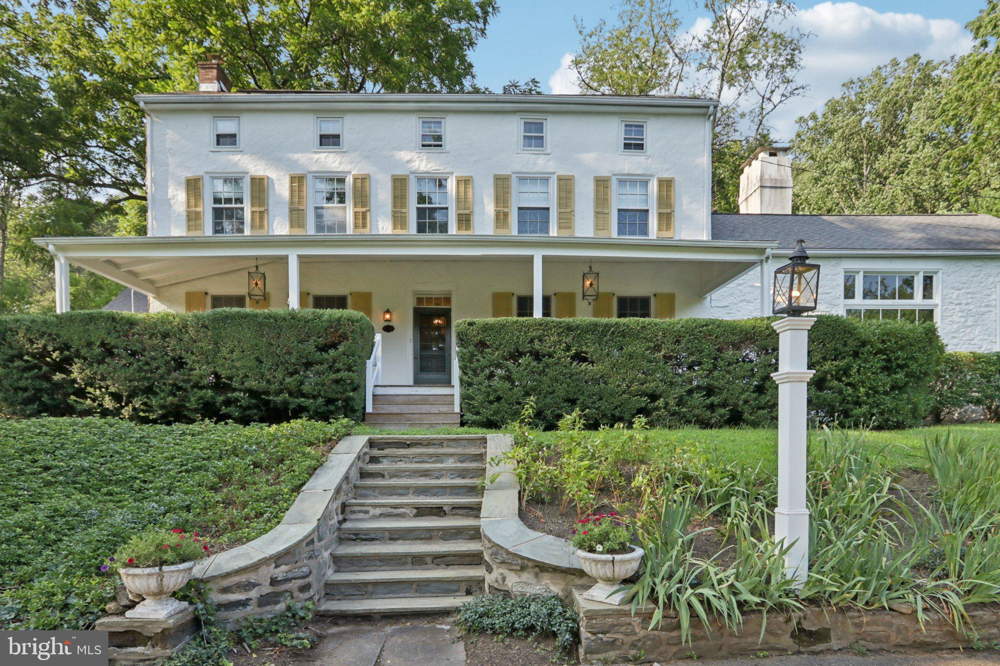A Rare Opportunity to Own a Piece of Main Line History - Tucked away on the edge of Radnor Township, this remarkable property offers the rare chance to own a true piece of local history. Originally built in the 1700s, the home was expanded in 1886 to serve as the first clubhouse for the newly established Radnor Hunt. Imagine waking up to the tranquil vistas of a conserved front field, protected by a Land Conservation Easement from the Radnor Conservancy. This extraordinary property offers the ultimate blend of secluded natural beauty and convenient access to the Main Line. From the porch, savor the peaceful surroundings while enjoying the benefits of living near the highly-regarded Radnor Township schools, downtown Bryn Mawr's charming shops and restaurants, and easy access to the wider region. Architectural highlights from the Radnor Hunt era remain, including two fireplaces, one of which is a stunning 14-foot stone fireplace designed by renowned architects Frank Furness and Allen Evans, now the dramatic centerpiece of the main living space. The updated kitchen blends historic charm with modern convenience. With six bedrooms and a flexible layout, the home offers room to grow. The first floor includes a bedroom (currently used as an office/library) with a full bath and separate entrance; perfect for guests or multigenerational living. The second floor features three bedrooms and one-and-a-half baths, while the third floor includes two additional bedrooms and a full bath. Additional features include rooftop solar panels that preheat well water before it reaches the water heater, offering energy savings and sustainability. If you're seeking character, acreage, and timeless charm in a premier location, this one-of-a-kind property is not to be missed.