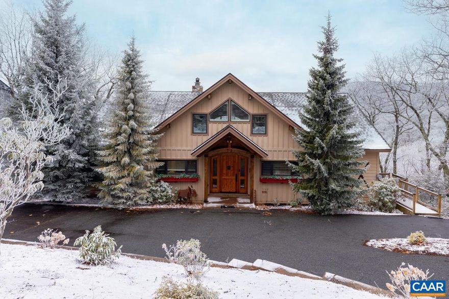 This home is the most unique home built at Wintergreen!It is walking distance to ski slopes,& many other attractions.A Timber Frame home, designed to maximize mnt. & sunset views w/ expansive windows on 3levels.This house is all about natural light w/ a view from every room.Main level designed for living w/ no steps from parking to BR. You will be amazed by the soaring 2story great room w/ huge dining area& built-in bar opening to wrap-around deck w/  sunset views.The gourmet kitchen has a Wolf 6-burner gas stove,2 sinks,2 dishwashers,& a huge amount of cabinet& counter space. 1st floor has the primary BR w/ walk-in closet & en-suite bath. 1st floor has 2 additional BR?s w/ en-suite baths, powder room, laundry,& foyer opening to a mud room w/ cubbies for ski equipment. 2nd floor, has a large sitting room overlooking the great room& a?hidden?office overlooking the primary BR.The lower level has a children?s LR w/ kitchenette, pool table,wood stove,durable cork floor, antique mantle, & African slate hearth wall opening to 2nd large deck w/ hot tub, plus 2 large BR?s w/ en-suite baths & storage. Additional features include tankless water heater,heated driveway(never shovel snow!)It is architecturally designed to be a true dream home.,Fireplace in Basement,Fireplace in Great Room