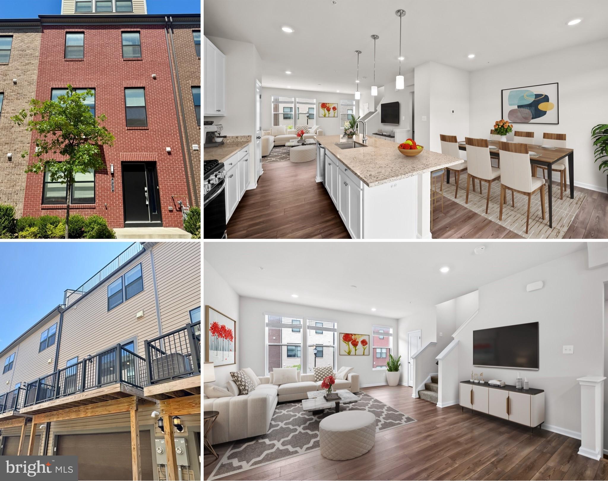 Welcome to 620 Mozart Way, a stunning 4-level, 3-bedroom, 3-full, 1-half bath, 2-car Garage, a nearly new townhome built by Lennar Homes in the Refinery Row community of Brewers Hill. $28K incentive to buy with little money out of pocket, 100% financing (no MIP) & no HOA dues for 1st 12 months when you use the preferred lender and title. Inside, enjoy wide-plank flooring, open-concept living, designer LED lighting, and a private rear deck. The modern chef's kitchen boasts shaker cabinets, granite countertops, an oversized island, and stainless steel appliances. Spacious bedrooms feature large walk-in closets, while the primary bath includes a double vanity, granite counters, and tile flooring. Just 5 minutes from I-95 and I-895, this prime location offers walking access to Starbucks, Volo Sport Courts, shops, restaurants, parks, and Johns Hopkins. Enjoy peace of mind with approximately six years remaining on the builder's structural warranty. Contact the listing agent for more information. Additionally, qualifies for the Johns Hopkins Live Near Your Work 5k grant! Other grants & incentives may be available! virtual staging.