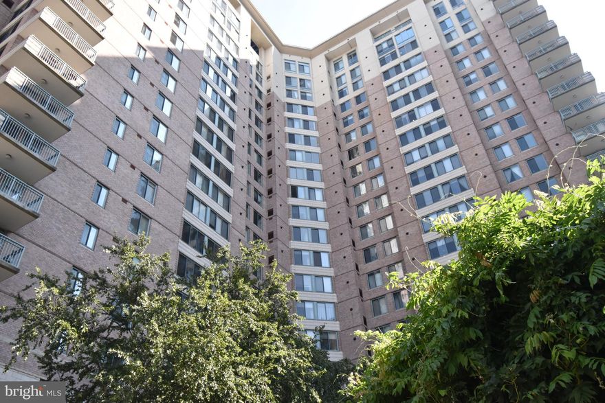 Live in the center of the thriving Ballston area in The Continental. This spacious studio condo apartment exemplifies modern, amenity-rich living in a desirable neighborhood on the corridor of Arlington. This home features an open-concept kitchen and living space with dark, granite countertops and stainless steel appliances, accented by a tasteful backsplash. Hardwood floors provide a classic feel with large windows. A  view of Ballston and DC. With walk-in closets and generous, updated bathroom spaces, there's no corner cut on comfort in the home. The Continental features abundant amenities, including a fitness room with weights and workout equipment, a business center, tiered movie theater, meeting and event spaces, a pool, and a rooftop deck with panoramic views of DC and Northern Virginia. One garage parking space comes with this home as well as a storage unit