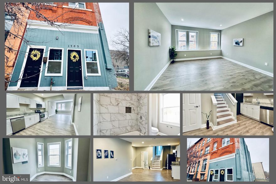 Amazing and rare opportunity to own a fully and completely renovated, 5 Bedrooms/4 Bathrooms townhome with a BONUS APARTMENT  in the bustling Station North community in the Arts and Entertainment District.  Location, location, location!  With walking distance from restaurants, the popular Guilford Hall brewery, entertainment, and just steps from Penn Station where you can commute everyday to fabulous destinations, whether it commuting for work to Washington DC or for fun to NYC for shopping, so many routes and options.  Near to University of Baltimore, MICA, Charles Theater, Historic Mt. Vernon, Johns Hopkins University and Medical Campuses, Downtown and interstate 83!  Featuring an active community association that, a great dog park…this is just the perfect home!  All new plumbing, electrical, HVAC, flooring, kitchen and bathrooms ready for your enjoyment.  Ready to move in.  
Featuring 1st FLOOR (MAIN LEVEL) a bonus apartment with  a living room, dining room with laundry,  open floor plan new kitchen and a full bedroom and full bathroom.  
Upper Level 2nd FLOOR  an open floor plan layout, 9ft+ ceilings with stunning recessed lights, brand new kitchen with stainless steel appliances, white shaker cabinets and granite countertops, 1 full bathroom, Bedroom #1 with 3RD FLOOR, 1 full bathroom, Bedroom #2 with stunning skylights, Bedroom #3, Bedroom #4 (primary bedroom) with its own full bathroom and walk in closet and laundry.  
The main level APARTMENT  has a separate entrance with full kitchen and laundry, convenient opportunity to obtain extra rent income or make it the home of grown up family member who can appreciate their privacy while been very close to the rest  of the family.  Schedule a showing today.