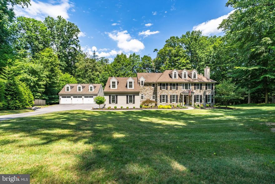 Private yet conveniently located custom built home situated on 3.5 acres. Award winning West Chester Area School District. Excellent location, a short drive to the Exton train station and all downtown West Chester borough amenities. Truly an entertainer’s delight both inside and out. Private rear yard features an oversized patio area with fireplace, a covered area for outdoor TV watching and a hot tub. This area is accessible from the main floor deck and finished walkout lower level. Special features include a 3 car attached garage and a 3 car detached garage, which includes a luxurious upstairs office with a full bath. Lower level has workshop  and half bath with both front and rear access. Please view video and high definition pictures since the amenities and appointments on the inside of this home are too numerous to mention. Main floor offers formal dining room, grand two story entry foyer, front and back staircases, formal living room with fireplace, den/office with custom cabinetry and fireplace . Fantastic gourmet kitchen with commercial grade appliances, butler’s pantry with wine cooler, and adjoining morning room. Spectacular family room with vaulted ceiling, fireplace,mud room off the garage, two conveniently located half baths. Finishing the first floor is the year round Florida room with wrap around windows. Upper level features 5 generous sized bedrooms, 4 full baths, to include a desirable Jack & Jill. Master bedroom suite with fireplace, multiple walk-in closets with organizers and luxurious master bath. There is a walk-up attic storage space. Lower level is a must see daylight walk-out with windows, half bath, recreation room, full size gym, built-in custom bar, billard area,  professional equipped media room and large storage area. This is a no stucco home. Please do not go up driveway without an appointment.