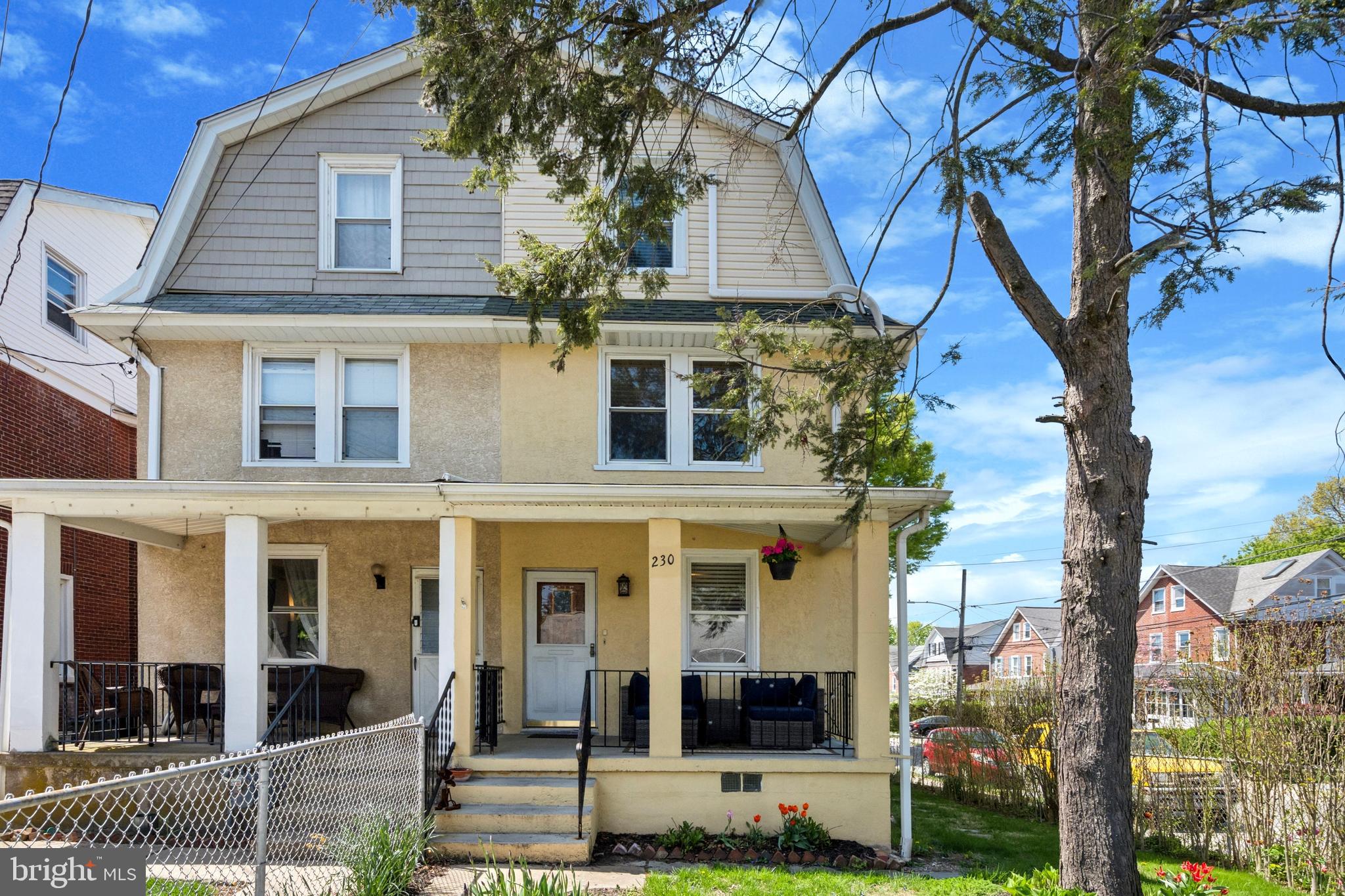 **Offers to be submitted by Sunday, May 4th, @ 6PM. Seller will respond on Monday, May 5th** Located in the highly sought-after Lower Merion School District, 230 E Spring Avenue is the kind of home that feels good the moment you step inside—light-filled, updated where it counts, and perfectly positioned on a sunny corner lot just a short stroll from Carlino’s Market and the heart of Ardmore. This spacious 4-bedroom, 2-bath home is full of character and flexibility. The main level offers a welcoming flow, from the cozy front porch and living room to the sunny dining space and large kitchen—complete with stainless steel appliances, white cabinetry, butcher block counters, and a rich navy tile backsplash. It’s the perfect layout for everything from morning coffee to hosting dinner with friends. Upstairs, you'll find three comfortable bedrooms and a full bath, while the top floor serves beautifully as a private primary suite, featuring its own bath and a generous walk-through closet. Whether you're working from home or welcoming guests, there's space for everyone to spread out. Mini-split HVAC systems have been thoughtfully added throughout the home for efficient comfort year-round, and major updates like the re-decked and re-sealed roof mean you can move right in and enjoy. The fully fenced yard offers a deck just off the kitchen and a grassy area that's perfect for casual gatherings, playtime, or simply relaxing outdoors. Plus, there's a full walk-out basement with laundry and loads of storage space. All of this in one of the Main Line’s most walkable and well-loved neighborhoods—close to parks, shopping, restaurants, and public transportation. Welcome home.