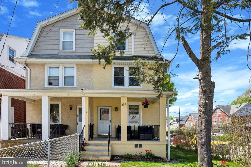 **Offers to be submitted by Sunday, May 4th, @ 6PM. Seller will respond on Monday, May 5th**  Located in the highly sought-after Lower Merion School District, 230 E Spring Avenue is the kind of home that feels good the moment you step inside—light-filled, updated where it counts, and perfectly positioned on a sunny corner lot just a short stroll from Carlino’s Market and the heart of Ardmore. This spacious 4-bedroom, 2-bath home is full of character and flexibility. The main level offers a welcoming flow, from the cozy front porch and living room to the sunny dining space and large kitchen—complete with stainless steel appliances, white cabinetry, butcher block counters, and a rich navy tile backsplash. It’s the perfect layout for everything from morning coffee to hosting dinner with friends. Upstairs, you'll find three comfortable bedrooms and a full bath, while the top floor serves beautifully as a private primary suite, featuring its own bath and a generous walk-through closet. Whether you're working from home or welcoming guests, there's space for everyone to spread out. Mini-split HVAC systems have been thoughtfully added throughout the home for efficient comfort year-round, and major updates like the re-decked and re-sealed roof mean you can move right in and enjoy. The fully fenced yard offers a deck just off the kitchen and a grassy area that's perfect for casual gatherings, playtime, or simply relaxing outdoors. Plus, there's a full walk-out basement with laundry and loads of storage space. All of this in one of the Main Line’s most walkable and well-loved neighborhoods—close to parks, shopping, restaurants, and public transportation. Welcome home.
