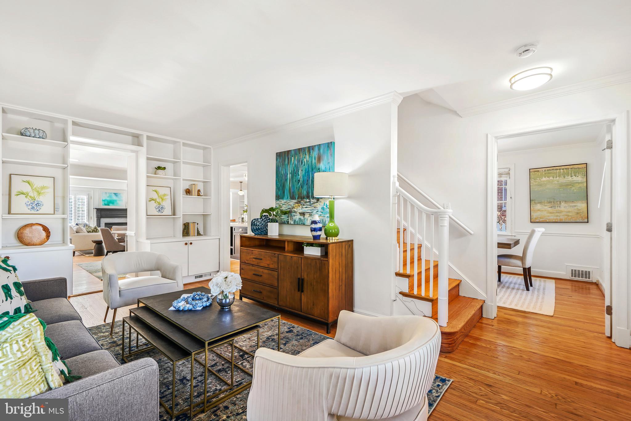 NEW PRICE! A charming expanded colonial, only one block from all that Downtown Bethesda has to offer, Welcome to 7012 Exeter Road! This freshly painted 4 story, 5 bedroom, 4.5 bath home is the perfect combination of urban and suburban living. Enter into the main level that includes a formal living room, dining room, half bath, super-sized mudroom with a side entrance and built-ins, eat-in kitchen, and a family room. The family room has doors to the back patio that is perfect for entertaining and a perfect combination of indoor, and outdoor living. As you make your way to the second level enter the owner's suite which includes a large walk-in closet as well as a dual vanity en-suite bath. This level also includes 3 additional bedrooms, a hall bath, and a laundry room. Enter the open living space on the third floor, perfect for an additional living space, workout area, and more. This level includes a bedroom as well as a full bath. The basement includes a rec space, and a full bath as well as a storage room. Located just seconds from shops and restaurants, make this house your next home!