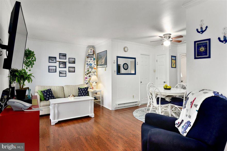 Welcome To The Beach! Beautiful Fully Furnished Condo In Ocean City, MD! Walk In & Be Drawn By Its Unique Charm! Make Your Way Throughout This Condo You'll Find A Spacious Living Room With Balcony Access, Kitchen With Updated Quartz Countertops & Breakfast Bar. Continuing Through The Condo Is 2 Spacious Bedrooms Complete With Ceiling Fans & A Full Sized Washer And Dryer.  Bonus Features Include: Building Has New Roofing & Windows, Freshly Painted, Washer & Dryer In Unit. Pride Of Ownerships Shows! 2 Parking Spaces  And A Community Pool! Walking Distance to Boardwalk & Jolly Rogers